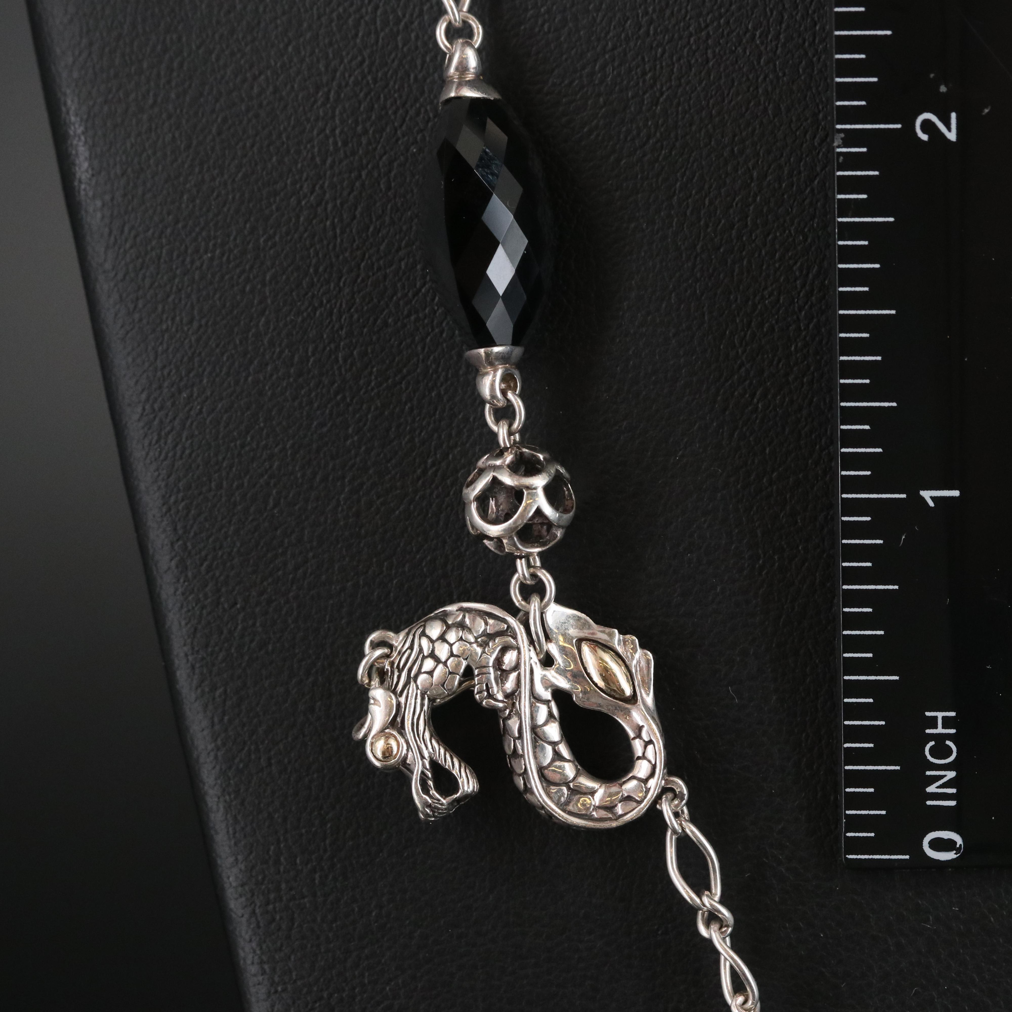John Hardy "Legends Naga" Black Onyx Station Necklace with 18K Accents