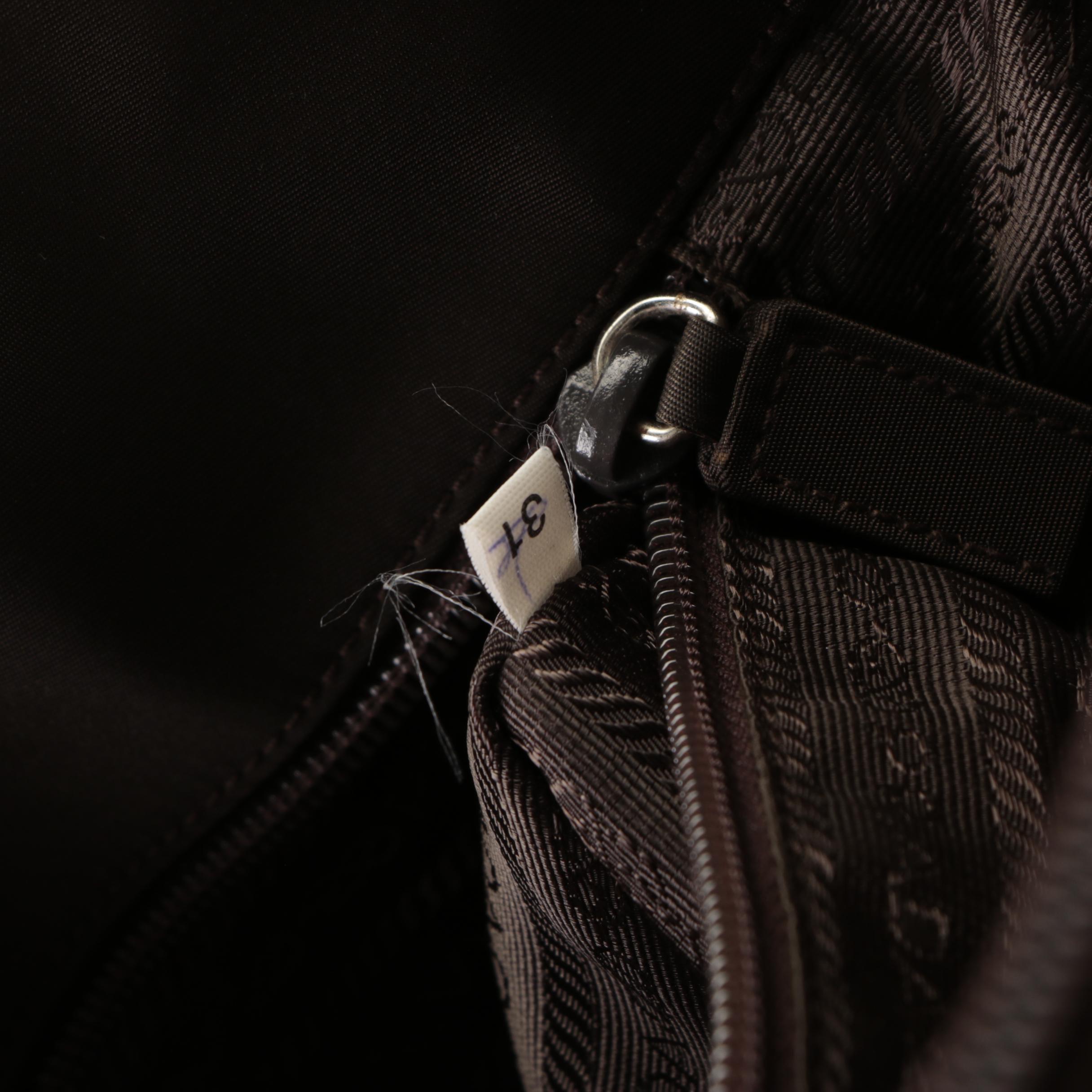 Prada Work Bag/Briefcase in Olive Green Nylon Gabardine with Leather Trim