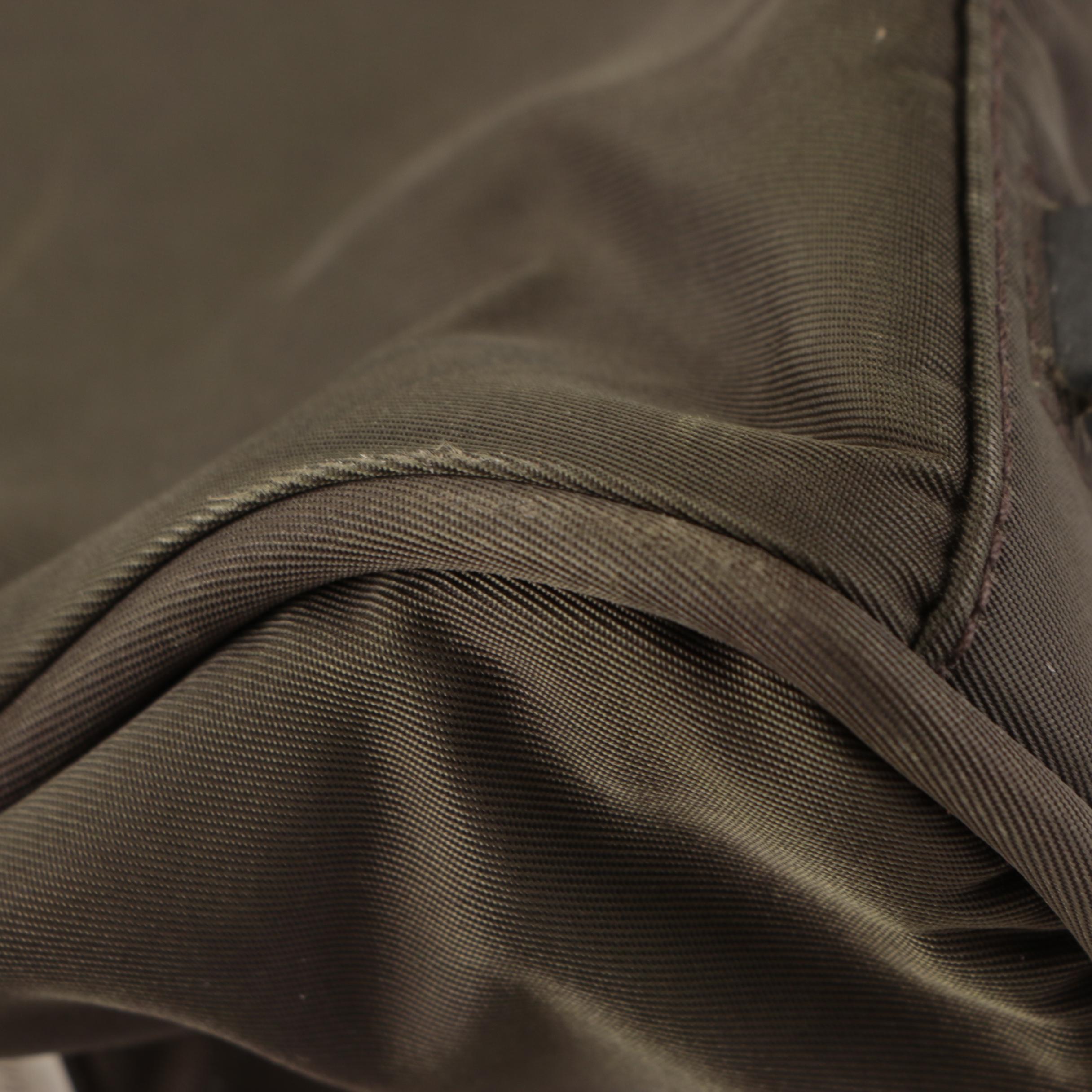 Prada Work Bag/Briefcase in Olive Green Nylon Gabardine with Leather Trim