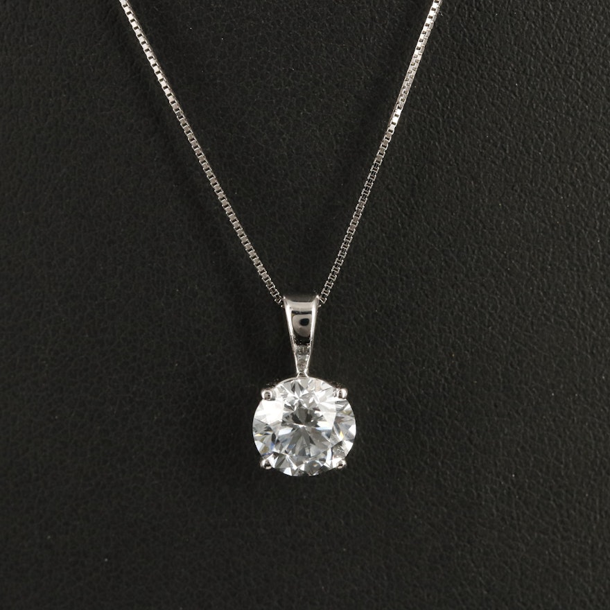 14K 1.43 CT Lab Grown Diamond Solitaire Pendant Necklace