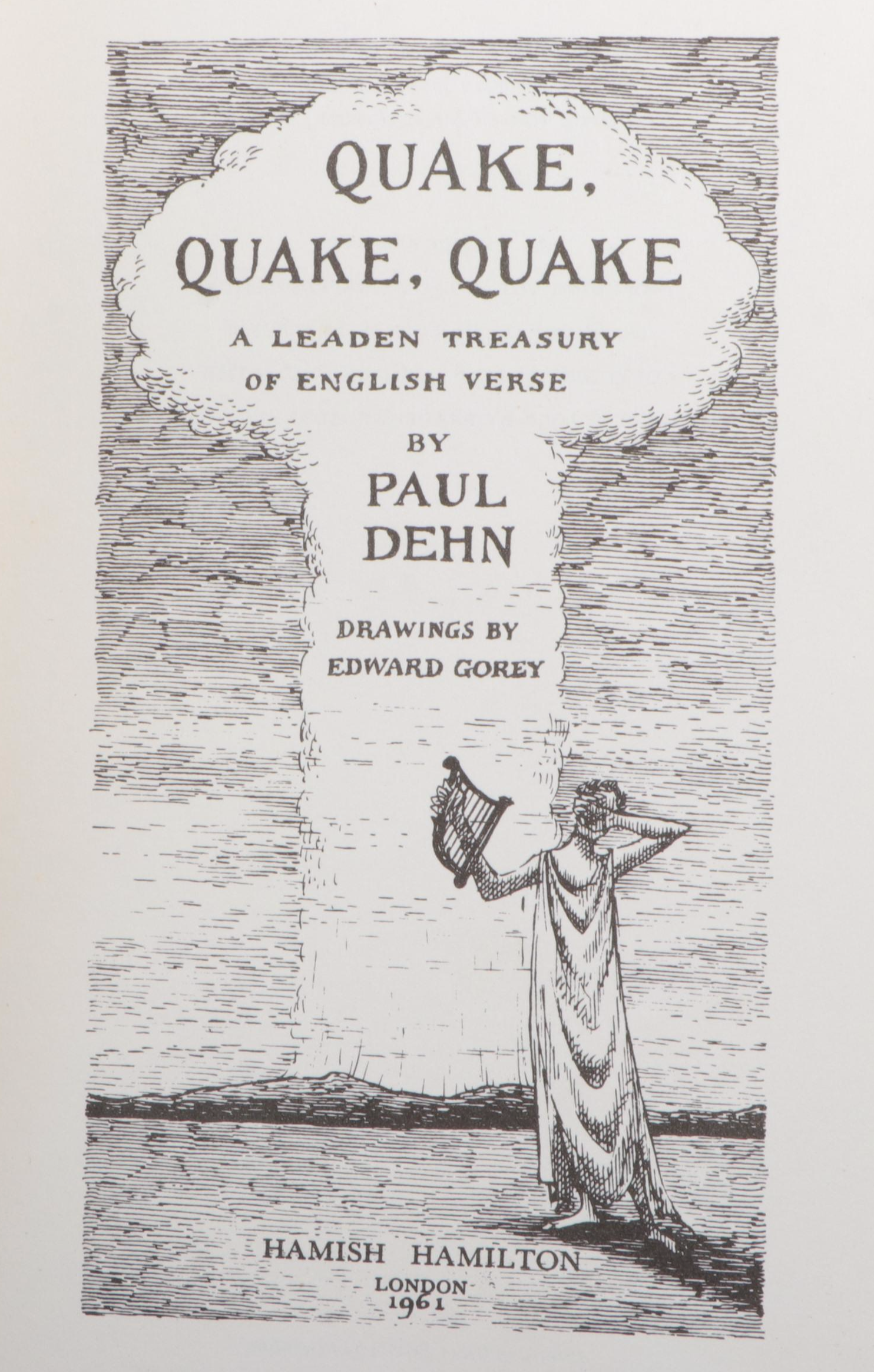 Edward Gorey Illustrated First UK Edition "Quake, Quake, Quake" by Paul Dehn