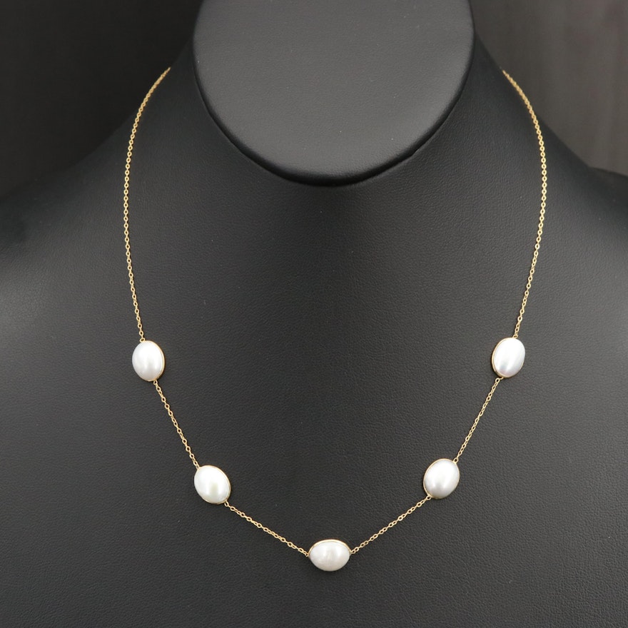 14K Pearl Station Necklace