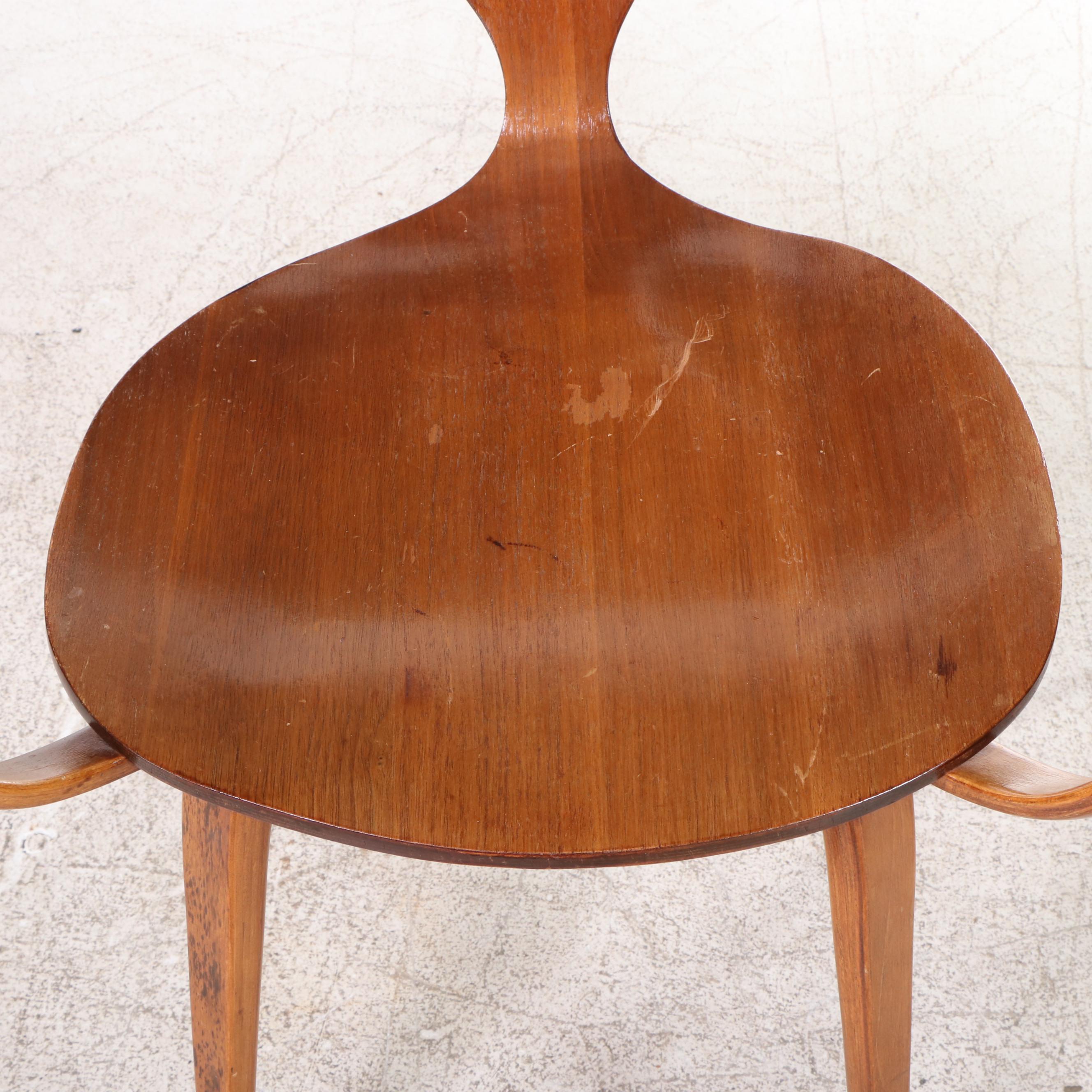 Norman Cherner for Plycraft Mid Century Modern Walnut Plywood "Pretzel" Chair