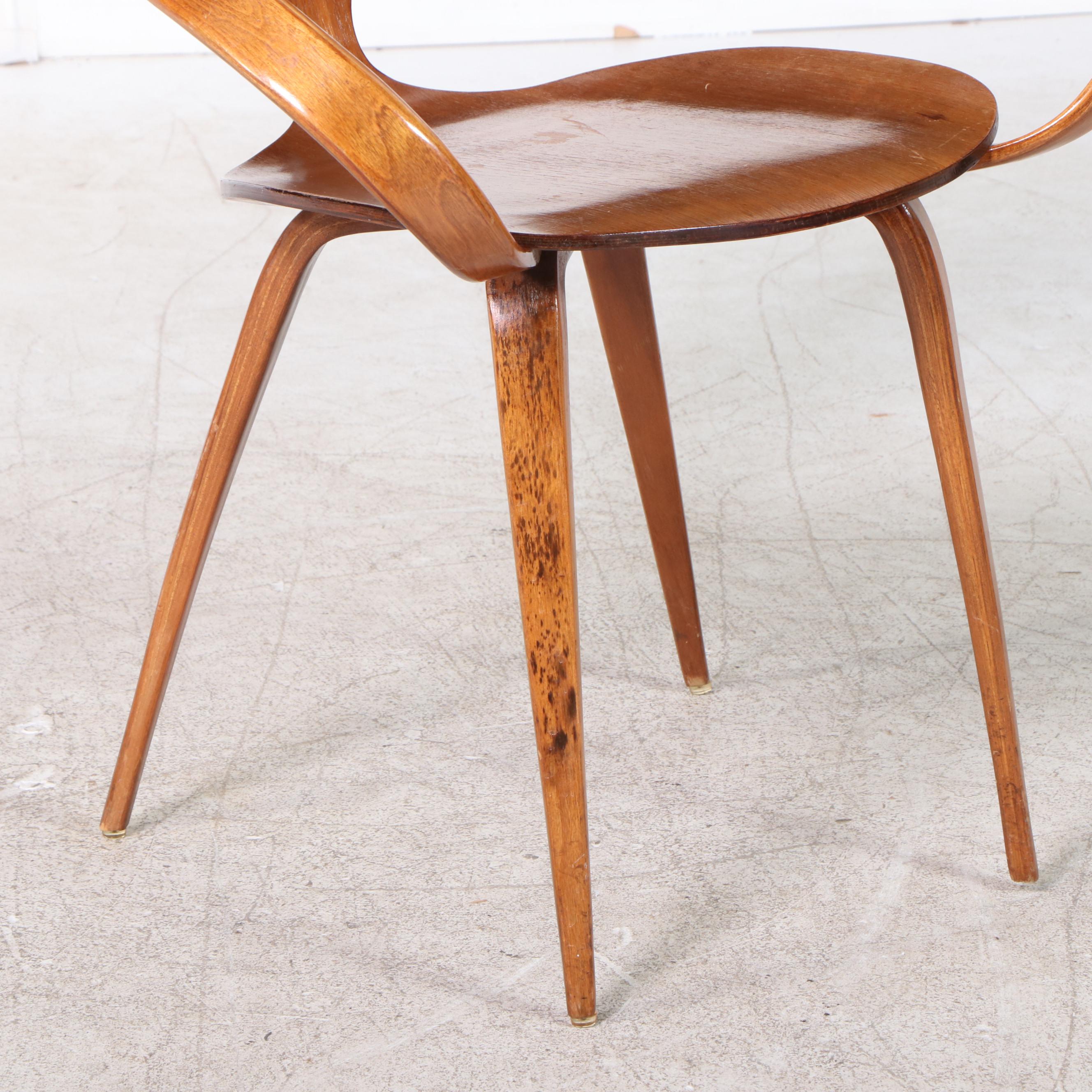 Norman Cherner for Plycraft Mid Century Modern Walnut Plywood "Pretzel" Chair