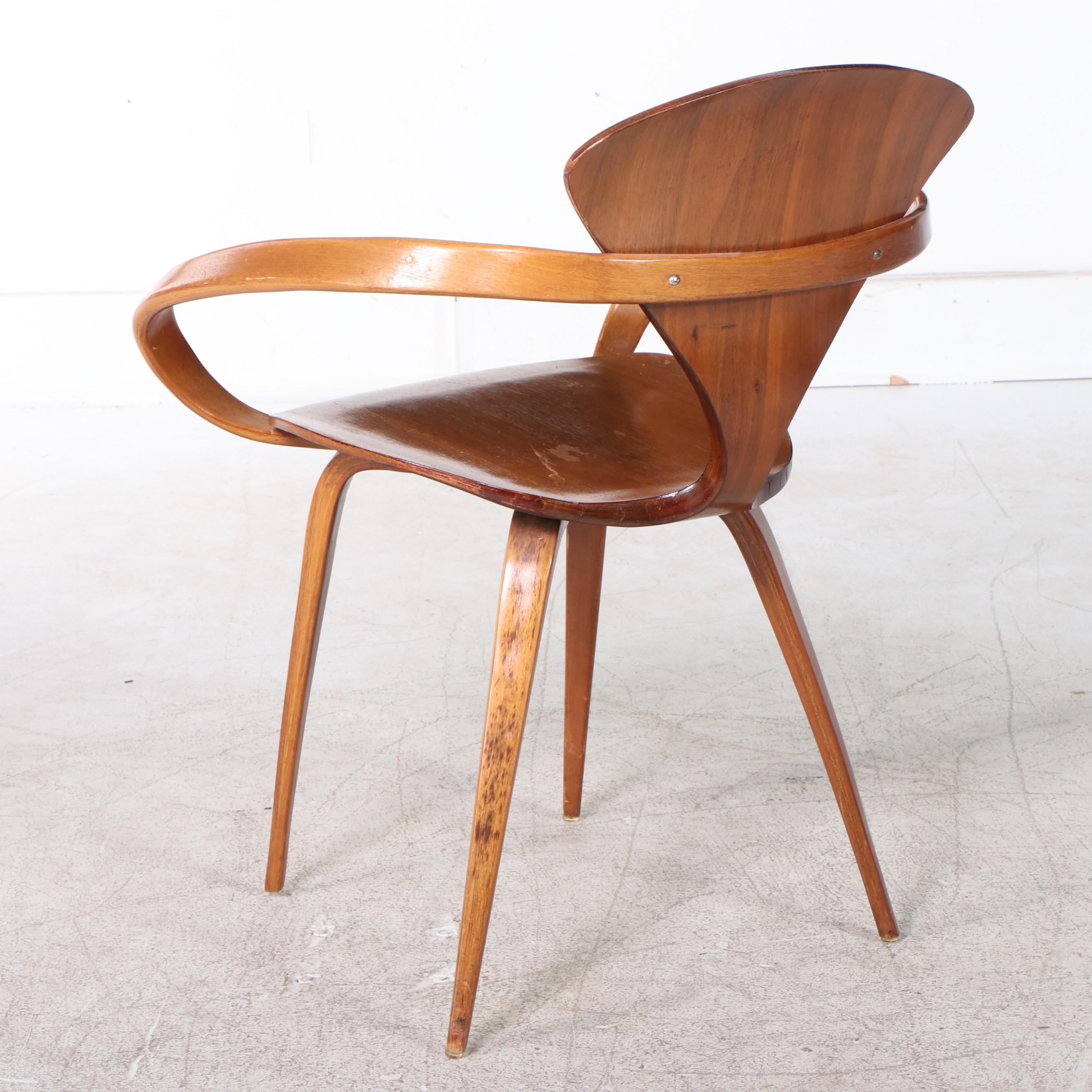 Norman Cherner for Plycraft Mid Century Modern Walnut Plywood "Pretzel" Chair