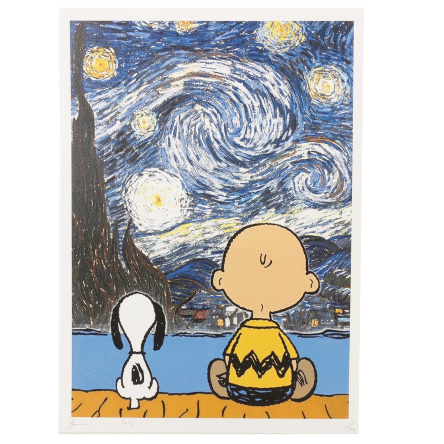 Death NYC Pop Art Graphic Print Homage to Van Gogh and Peanuts, 2022