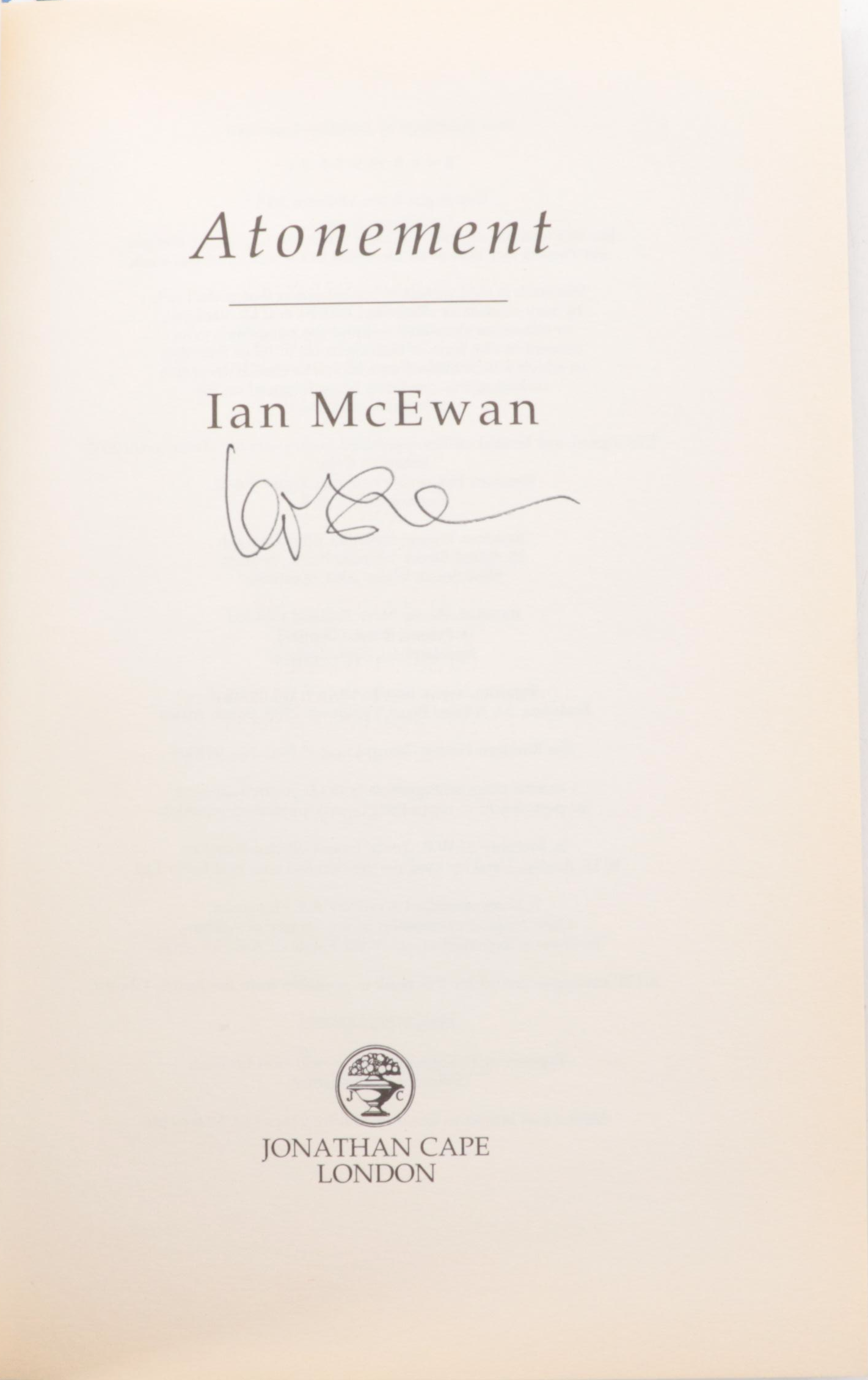 Signed Movie Tie-In Edition "Atonement" by Ian McEwan, 2007