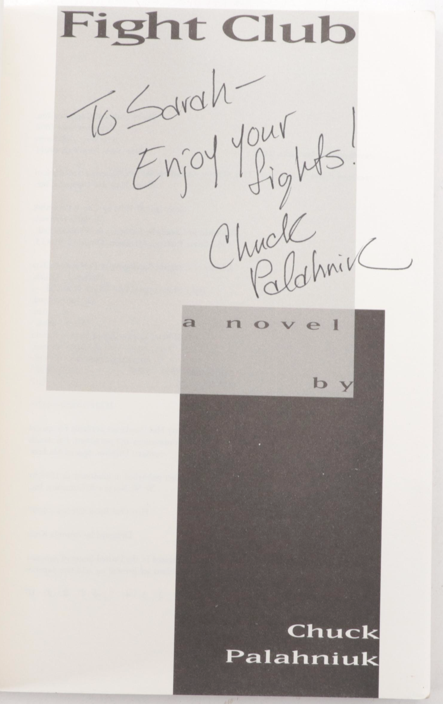 Signed "Fight Club" and "Pygmy" by Chuck Palahniuk