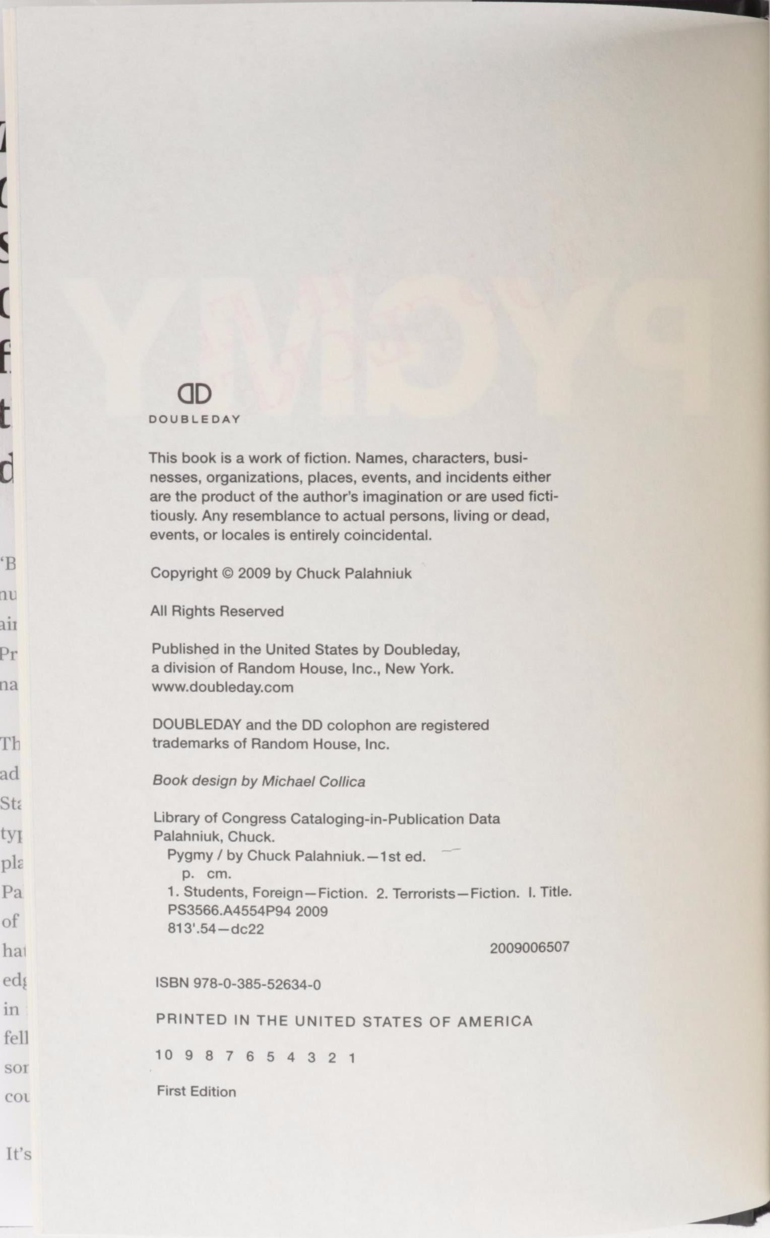 Signed "Fight Club" and "Pygmy" by Chuck Palahniuk