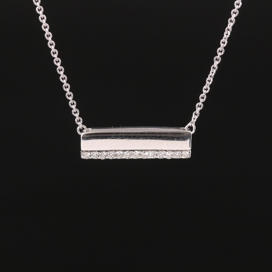 Sterling Diamond Bar Necklace