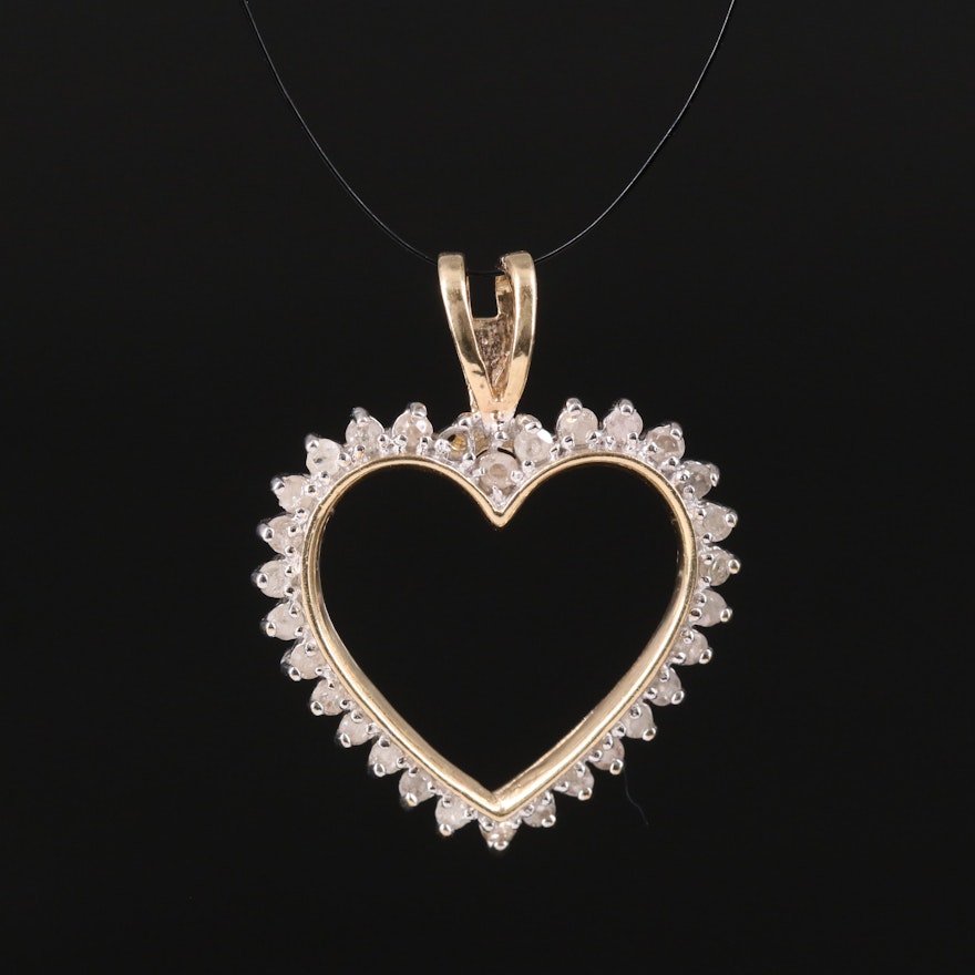 10K Diamond Heart Pendant