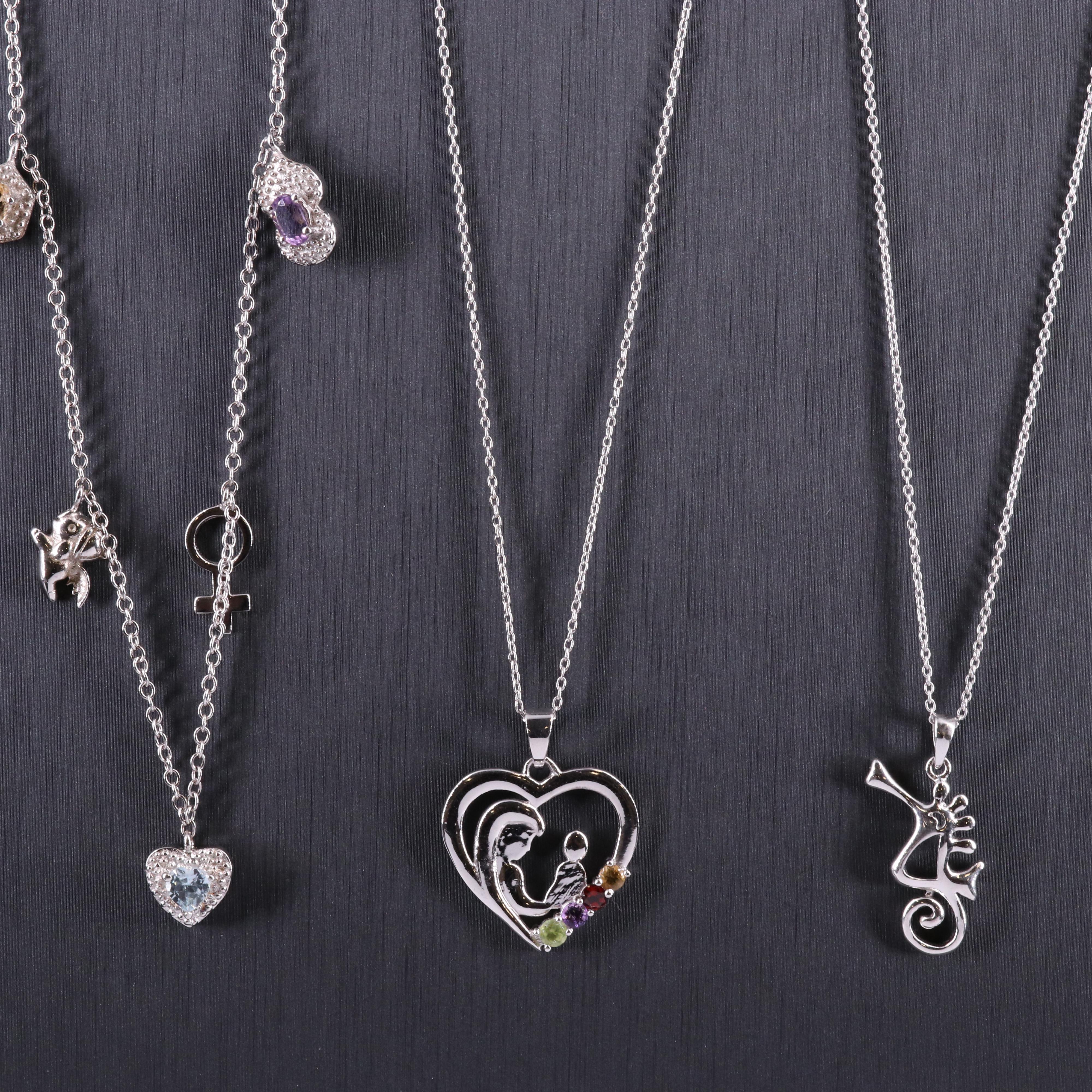 Sterling Silver Gemstone Necklace Collection