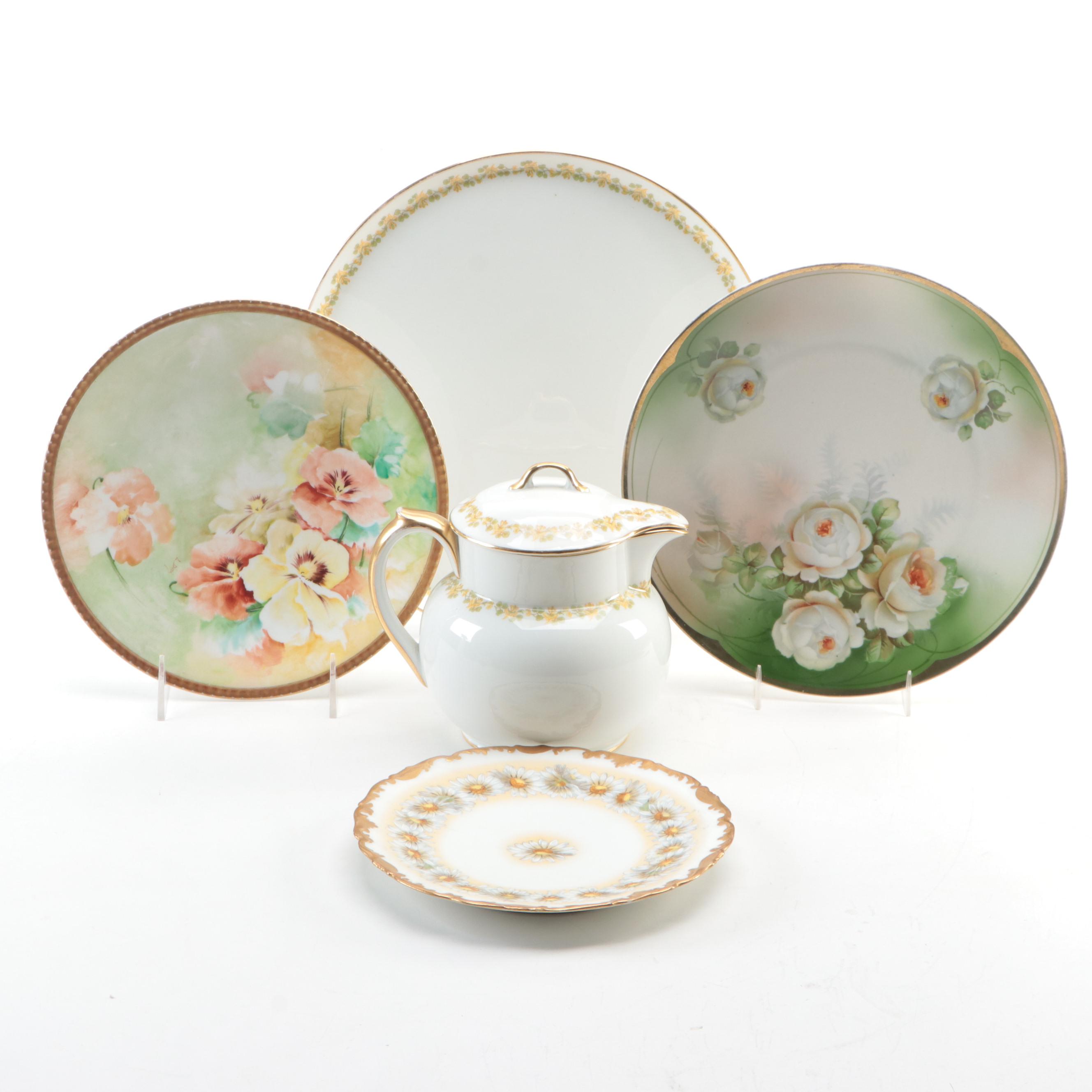 Haviland Limoges Pitcher and Tray with Other Porcelain Tableware