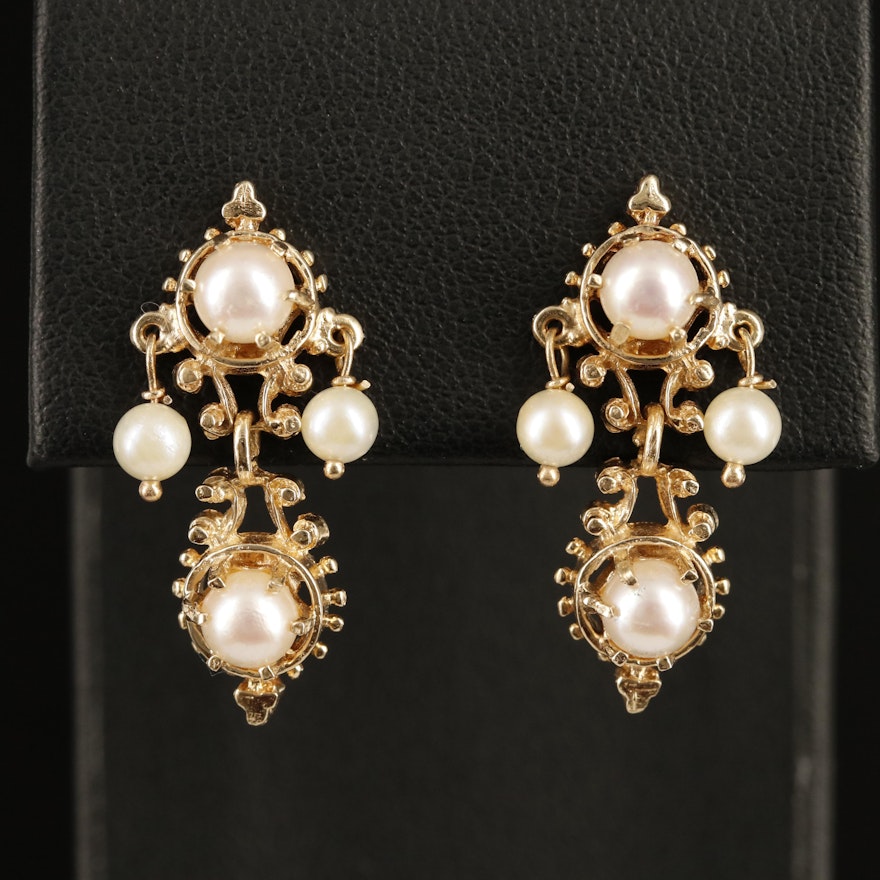 14K Pearl Girandole Earrings