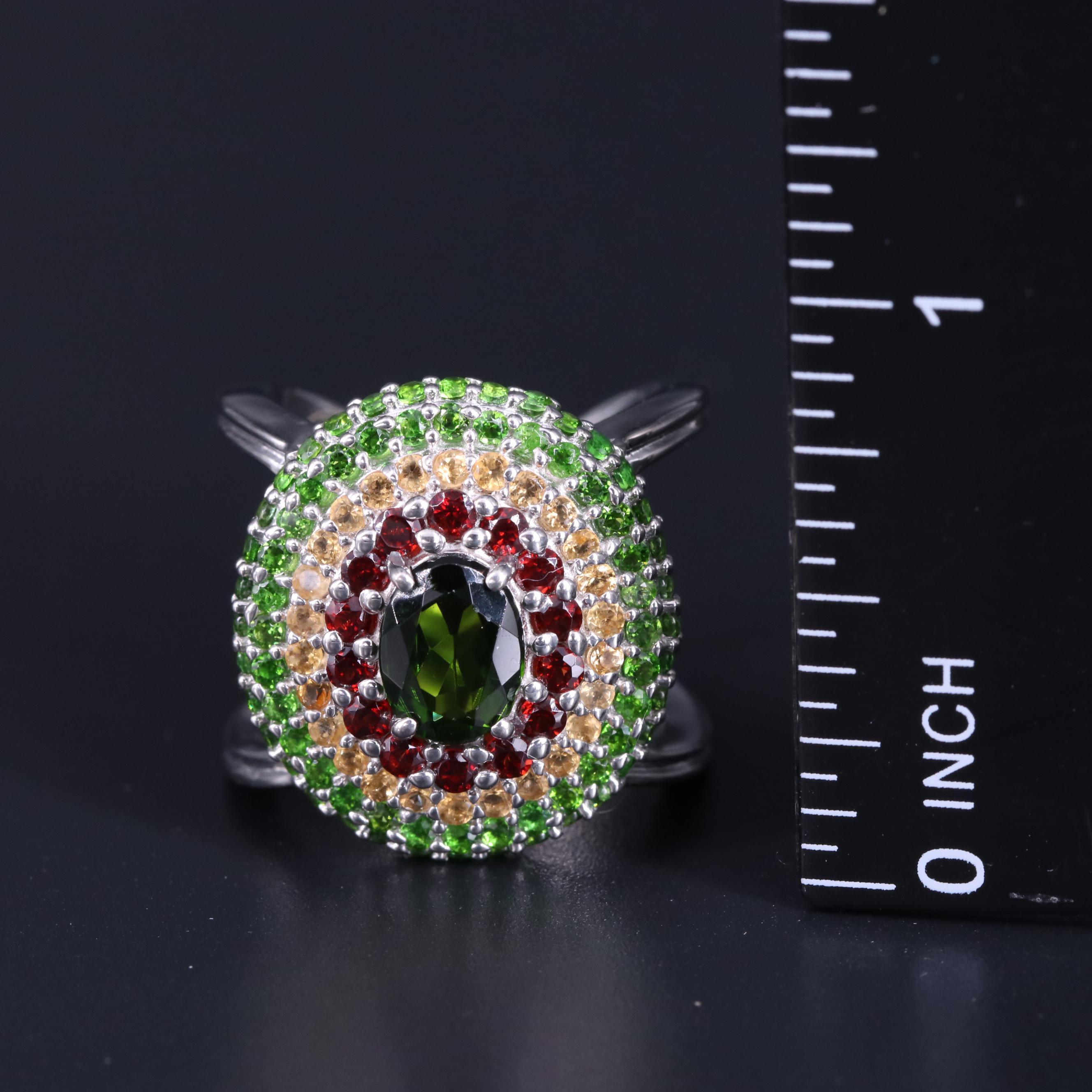 Assortment of Sterling Silver Gemstone Rings