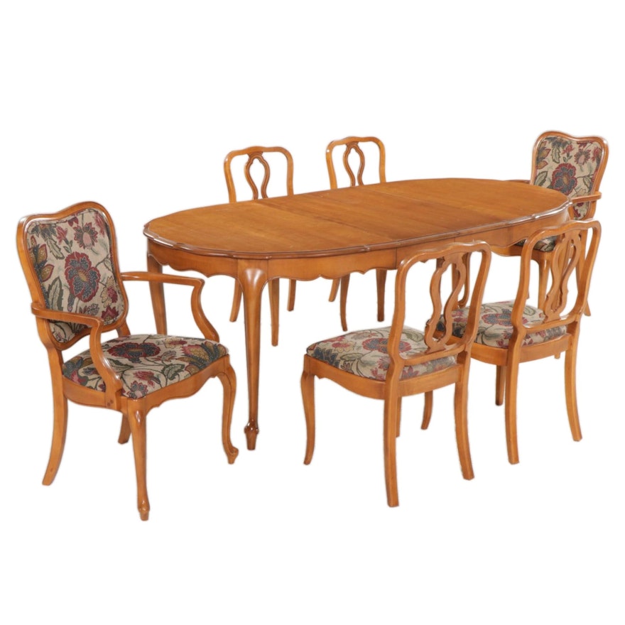 Thomasville French Provincial Style Maple Seven-Piece Dining Set