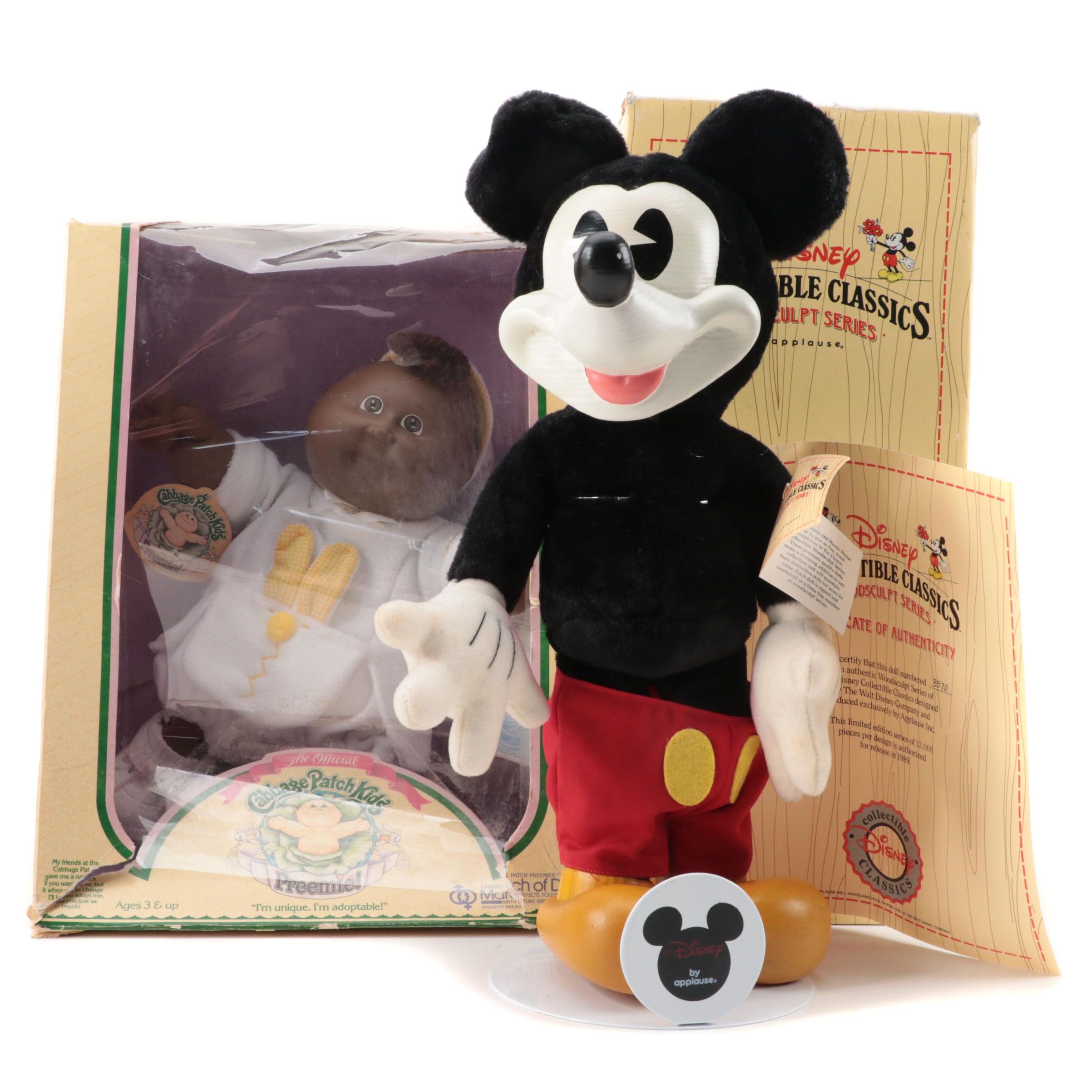 Disney Woodsculpt Series Mickey Mouse with Cabbage Patch Doll