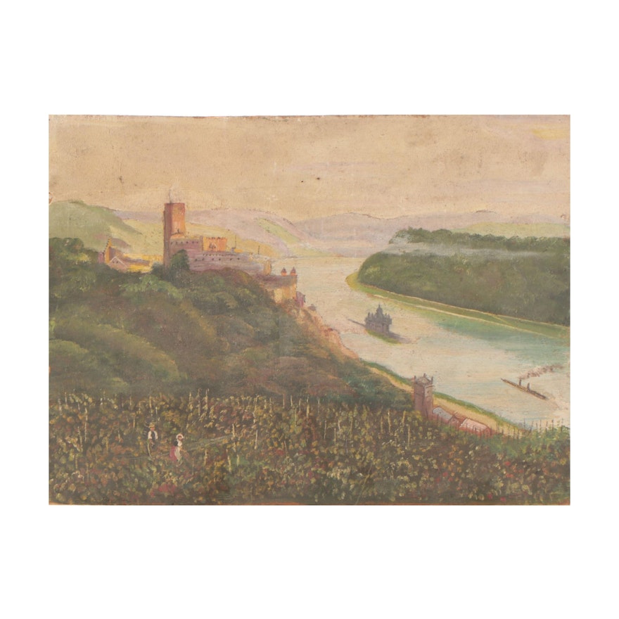 Landscape Oil Painting of Wiesbaden, Early 20th Century