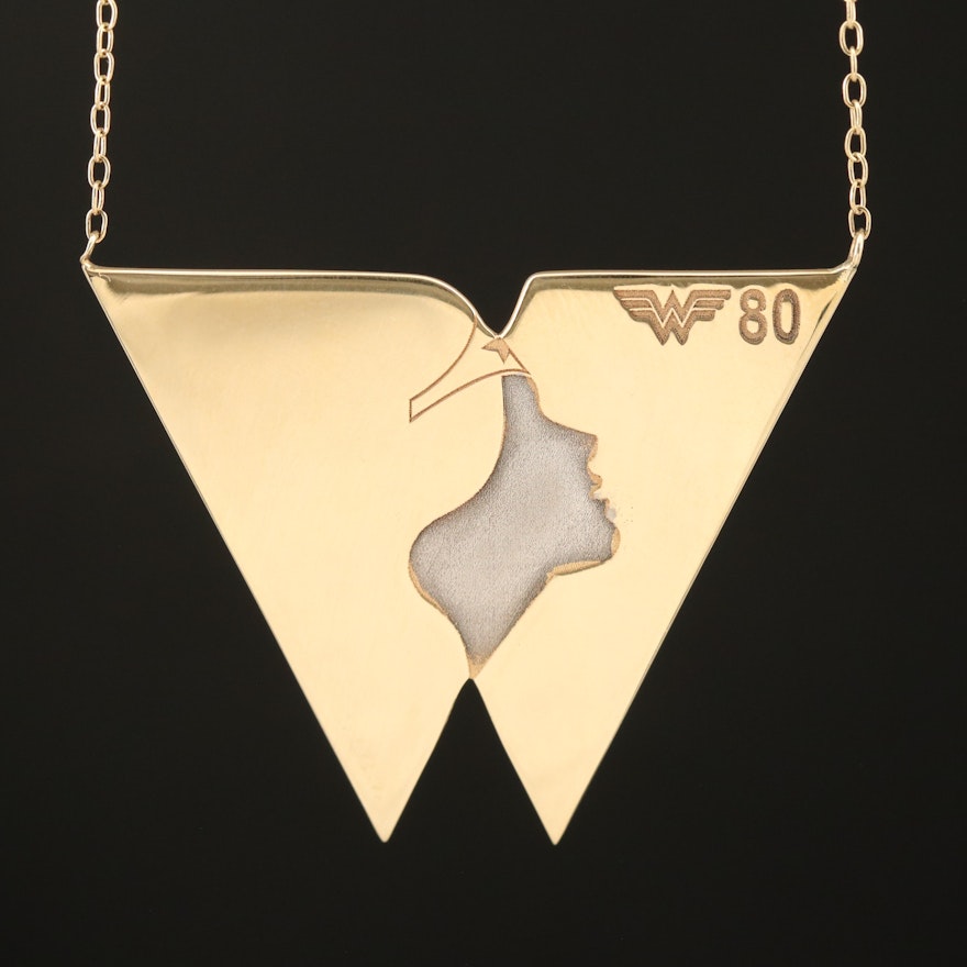 10K Wonder Woman Silhouette Logo Necklace