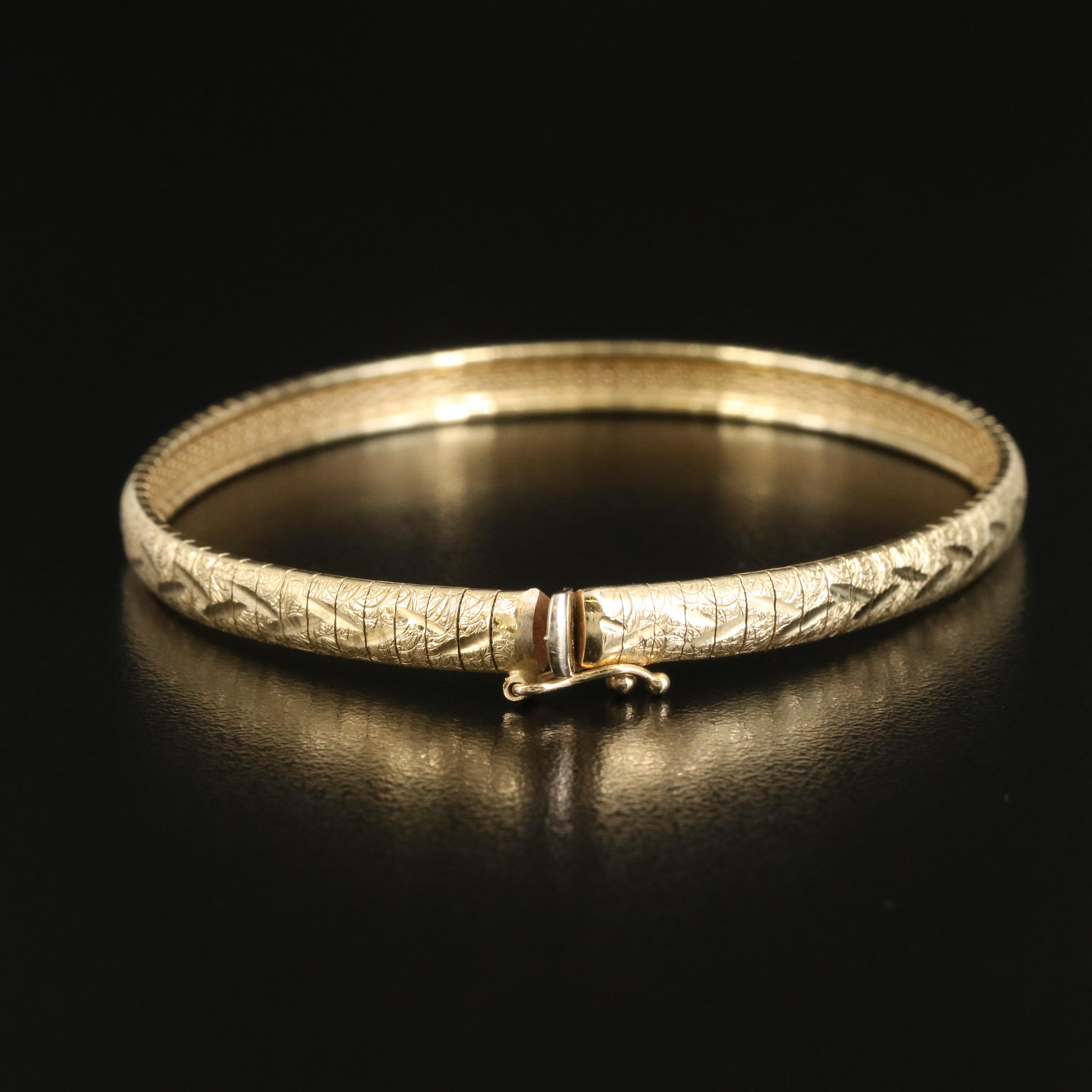 Italian 14K Textured Omega Bracelet