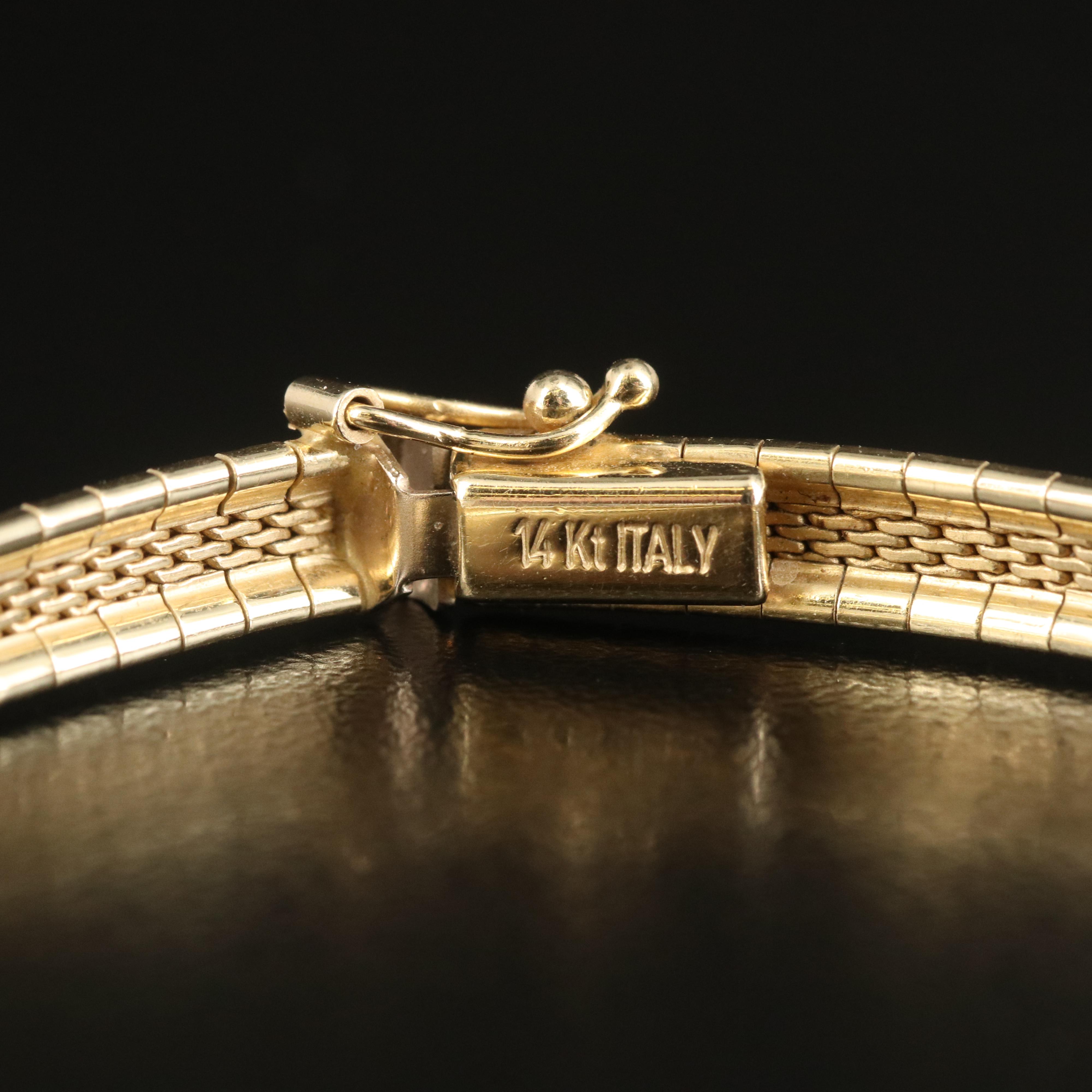 Italian 14K Textured Omega Bracelet