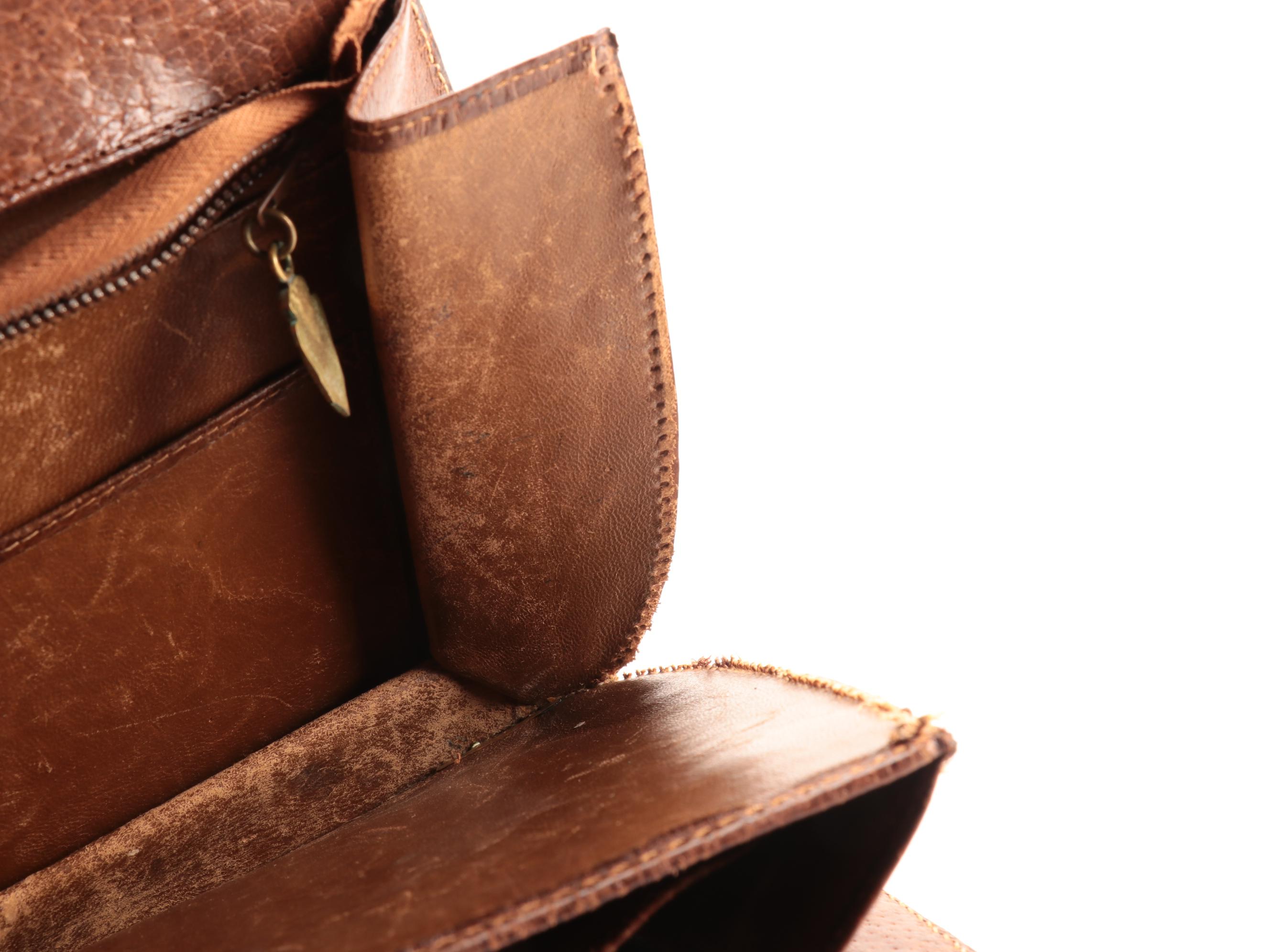 Gucci Bag in Cinghiale Leather with Carved Wood Top-Handle and Closure, Vintage