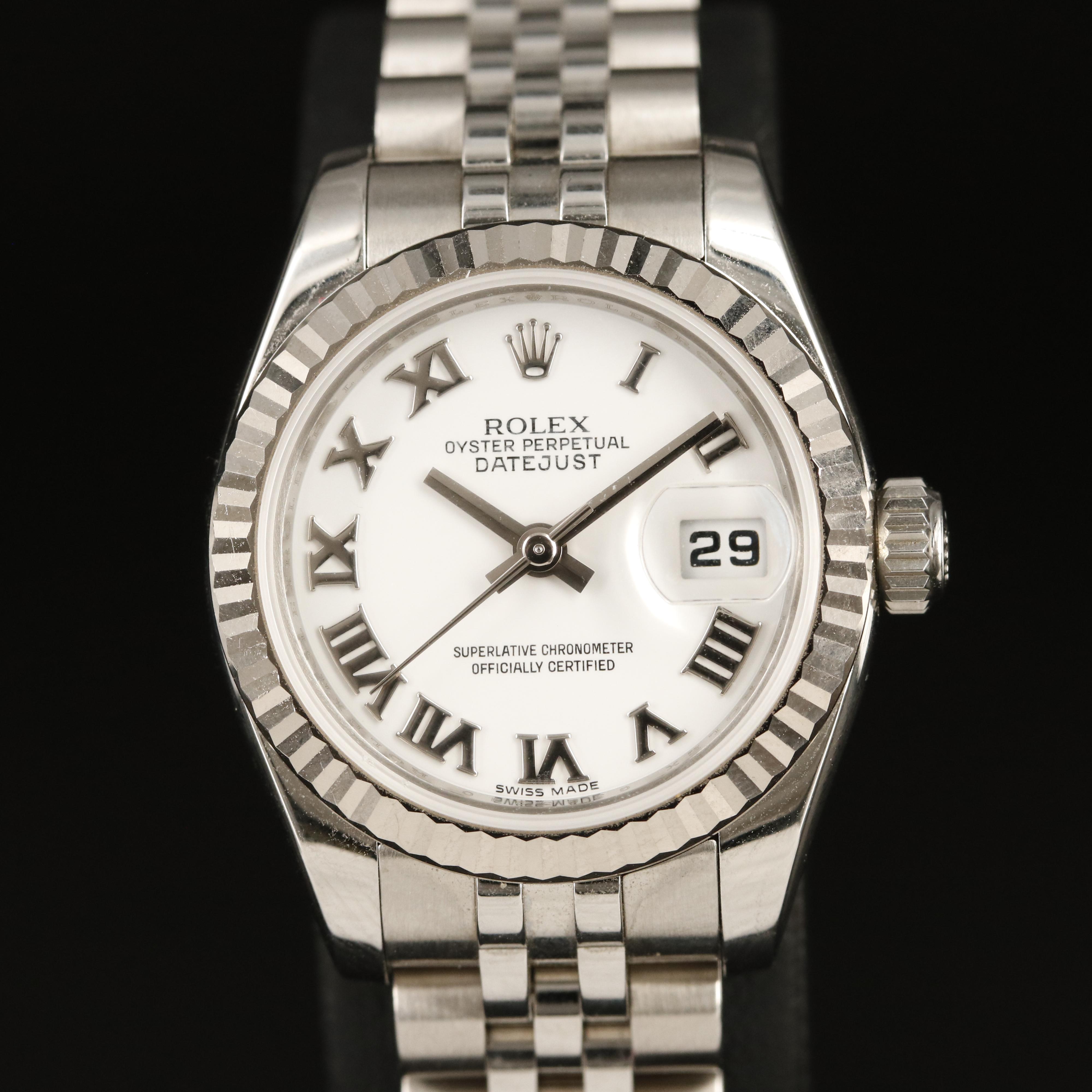 Rolex Datejust 18K and Stainless Steel Watch with Roman Dial
