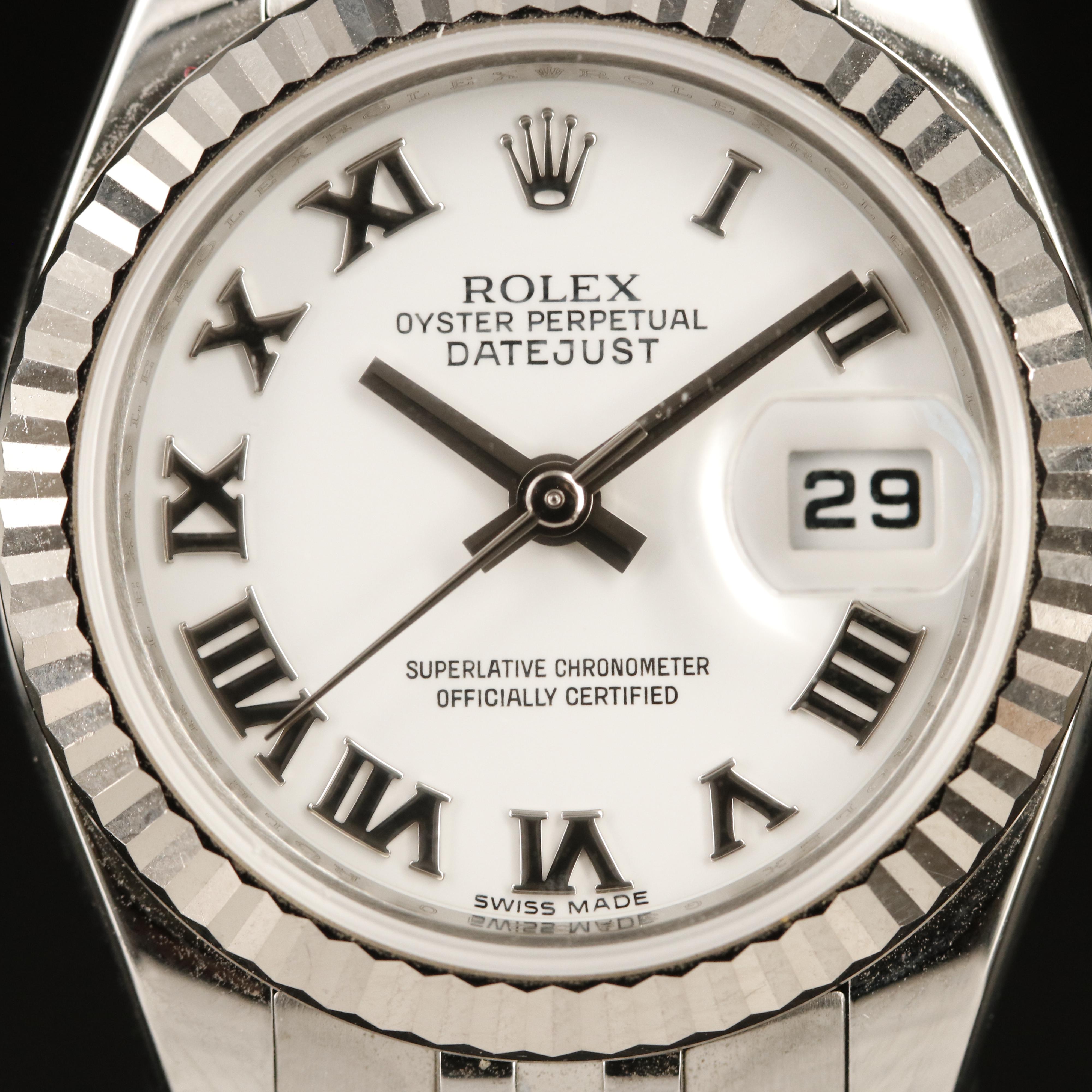 Rolex Datejust 18K and Stainless Steel Watch with Roman Dial