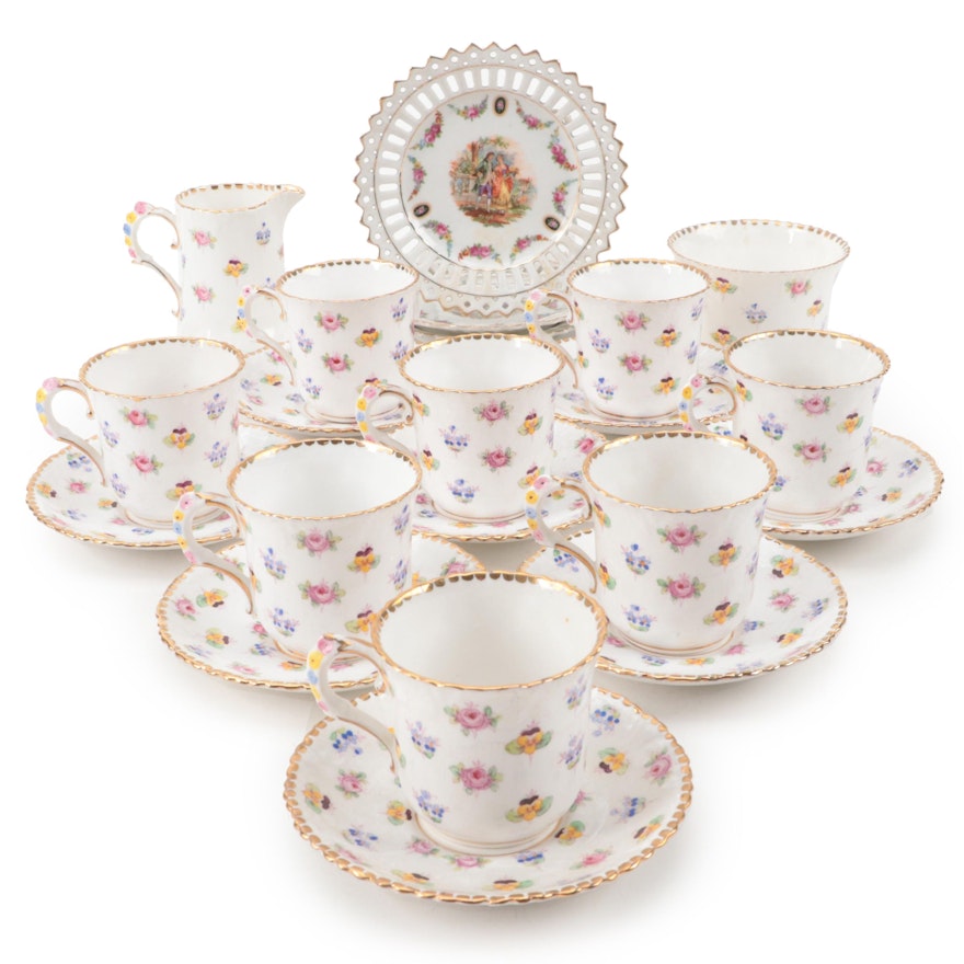 Royal Stafford "Rose Pansy Forget Me Not" Cups, Saucers, Cream, Sugar and More