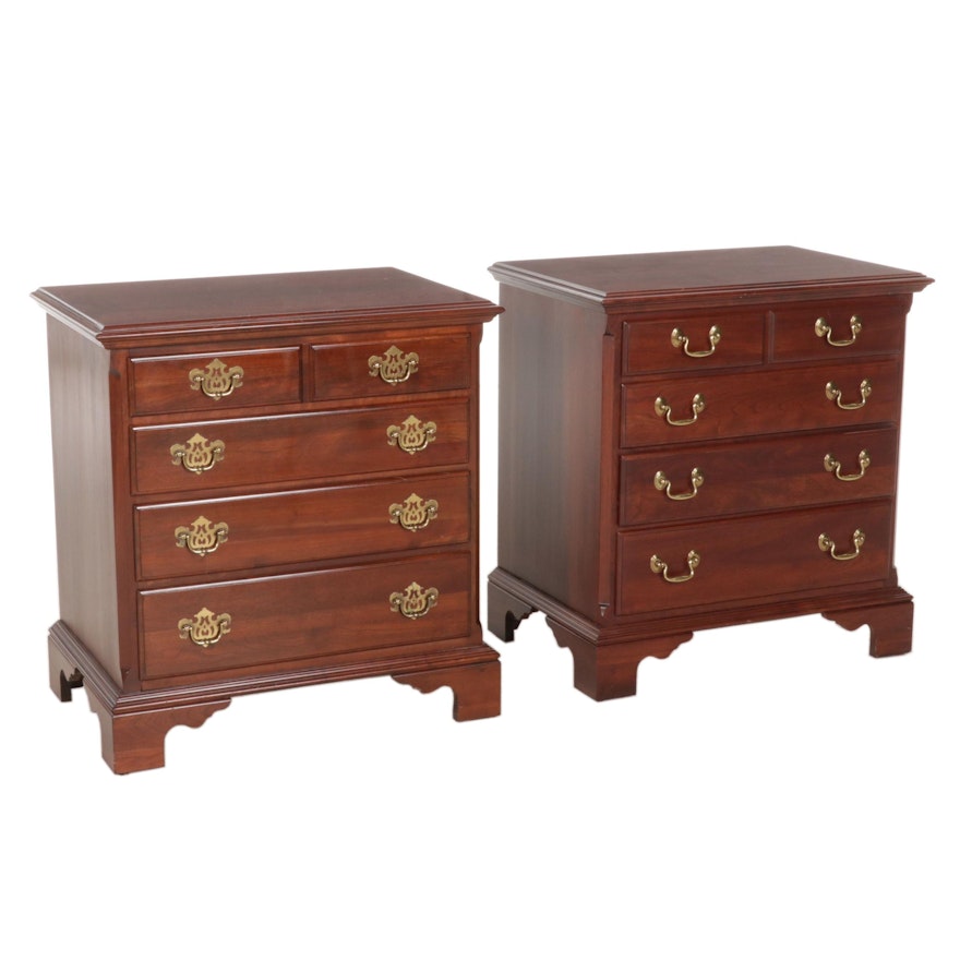 Pair of Knob Creek George III Style Cherry Nightstands, Late 20th Century