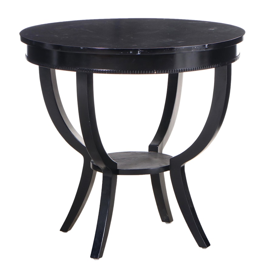 Empire Style Black Painted Wood Two-Tier Table
