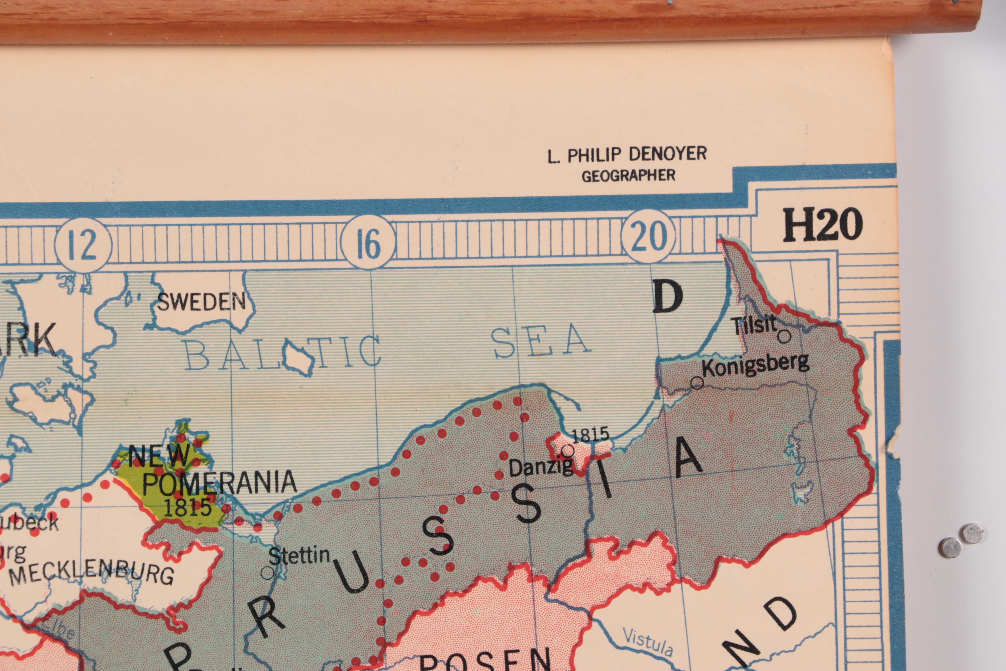 Denoyer-Geppert School Map of Prussian Evolution to Germany, Mid-20th Century