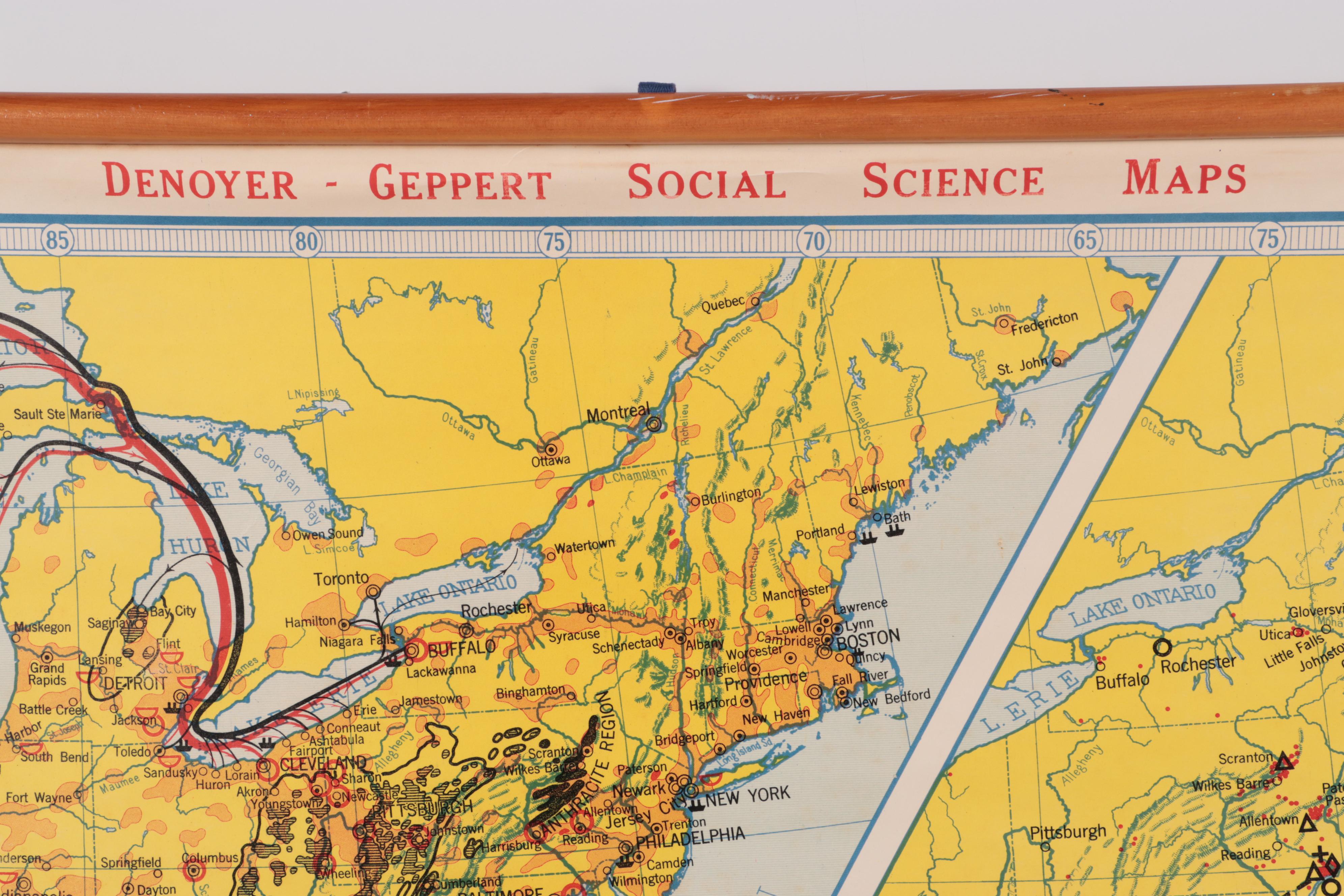 Denoyer-Geppert School Map "Industrial United States," Mid-20th Century