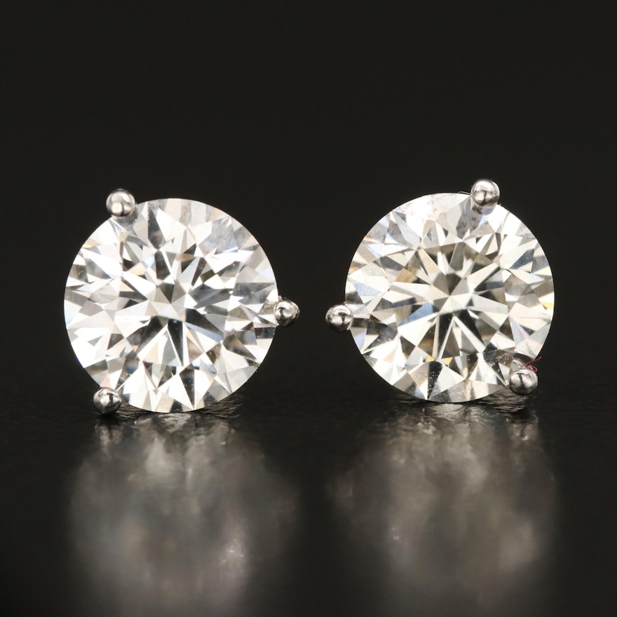 Platinum 3.20 CTW Lab Grown Diamond Martini Stud Earrings with IGI Reports