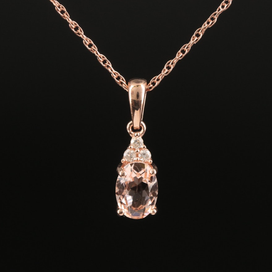Sterling Morngantie and Diamond Pendant Necklace
