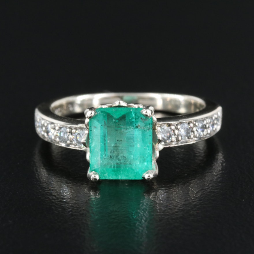 14K 2.33 CT Columbian Emerald and Diamond Ring with GIA Report