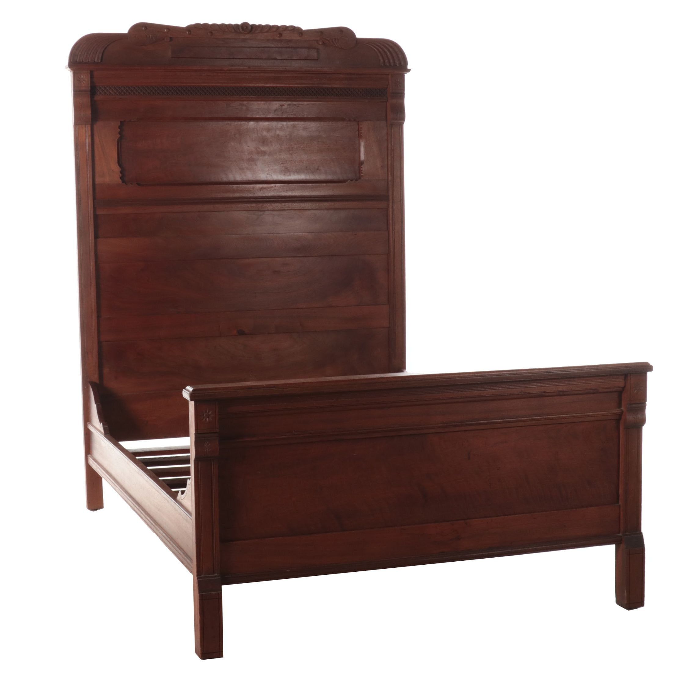 Victorian Eastlake Walnut Bed in Full Size, Late 19th Century