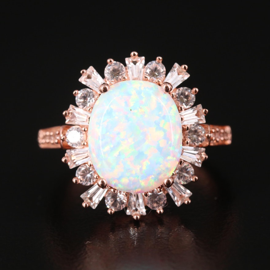 Sterling Opal and Topaz Ring