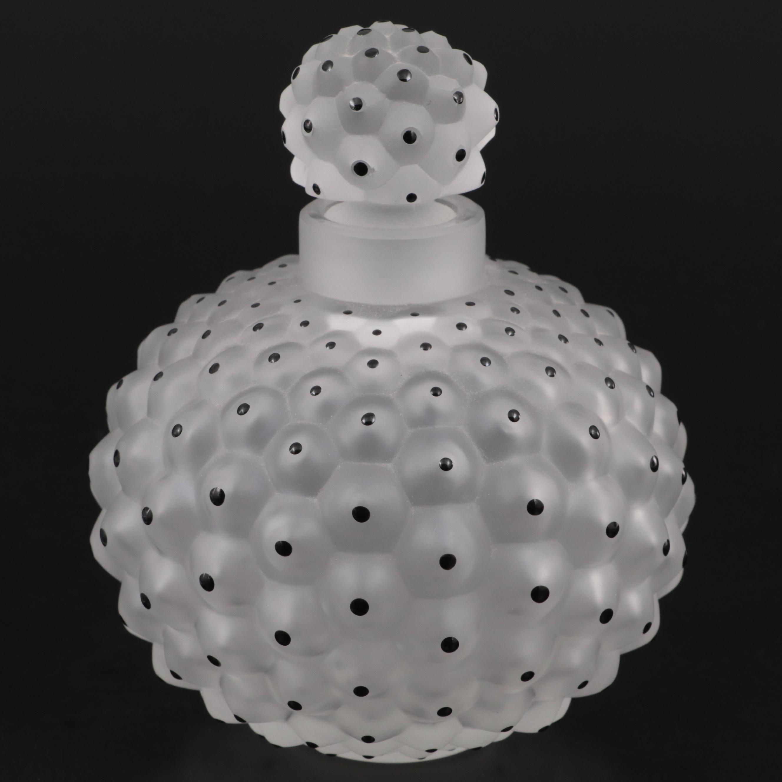 Lalique "Cactus" Frosted Crystal Perfume Bottle and Powder Box