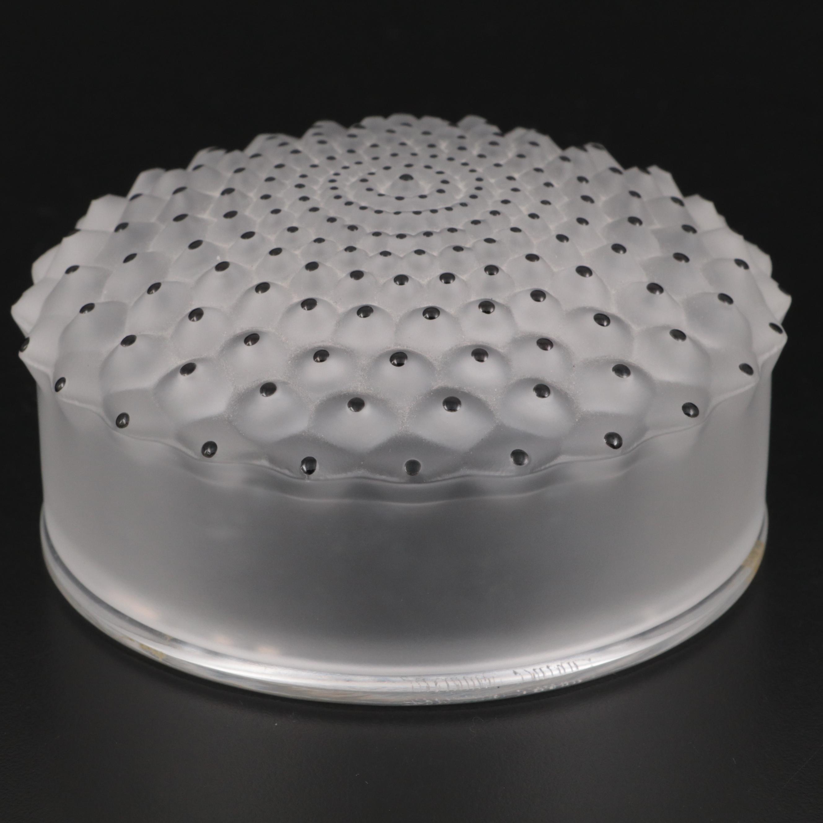 Lalique "Cactus" Frosted Crystal Perfume Bottle and Powder Box