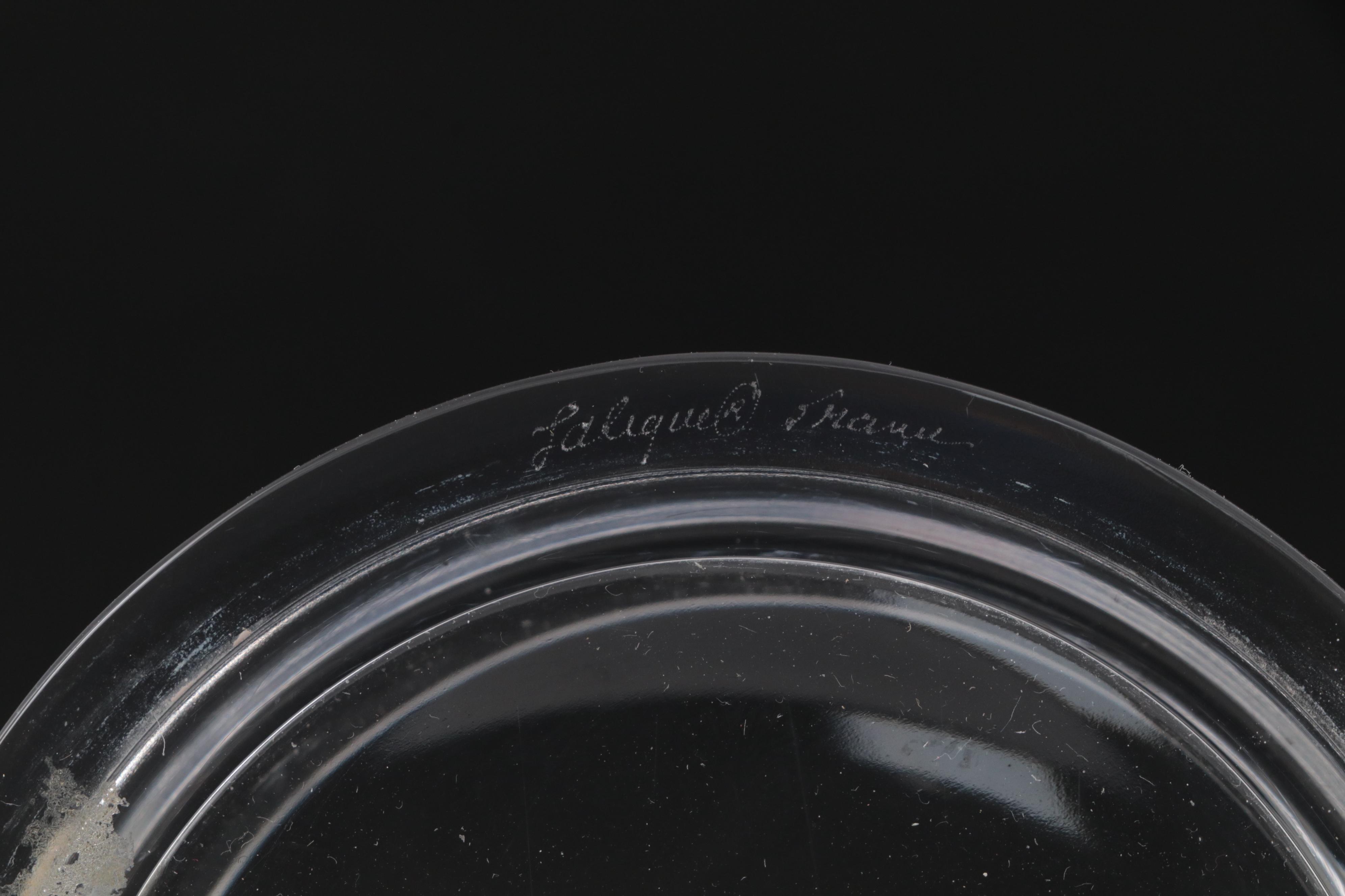 Lalique "Cactus" Frosted Crystal Perfume Bottle and Powder Box