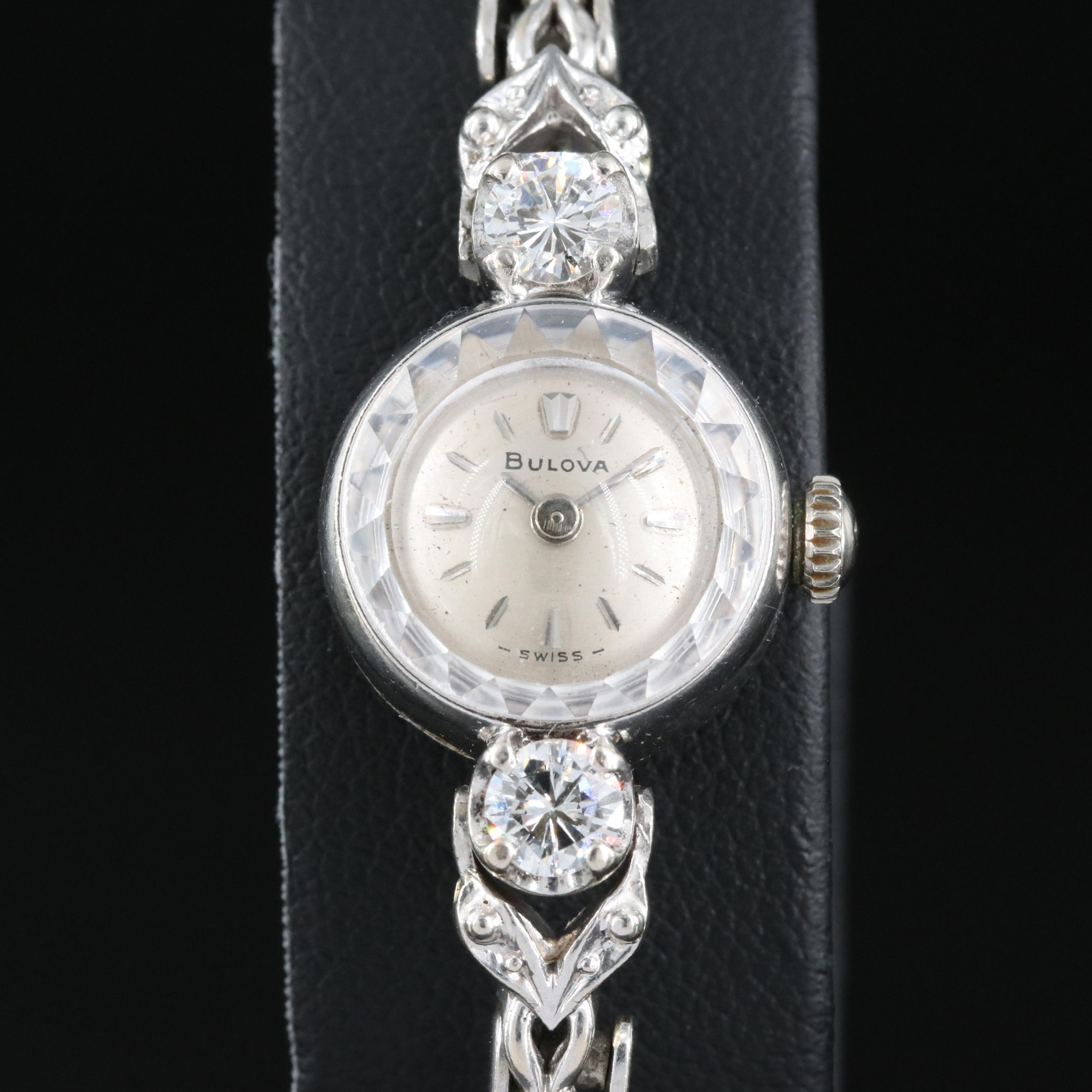 14K Bulova Diamond Case and 14K Diamond Partial Band Watch