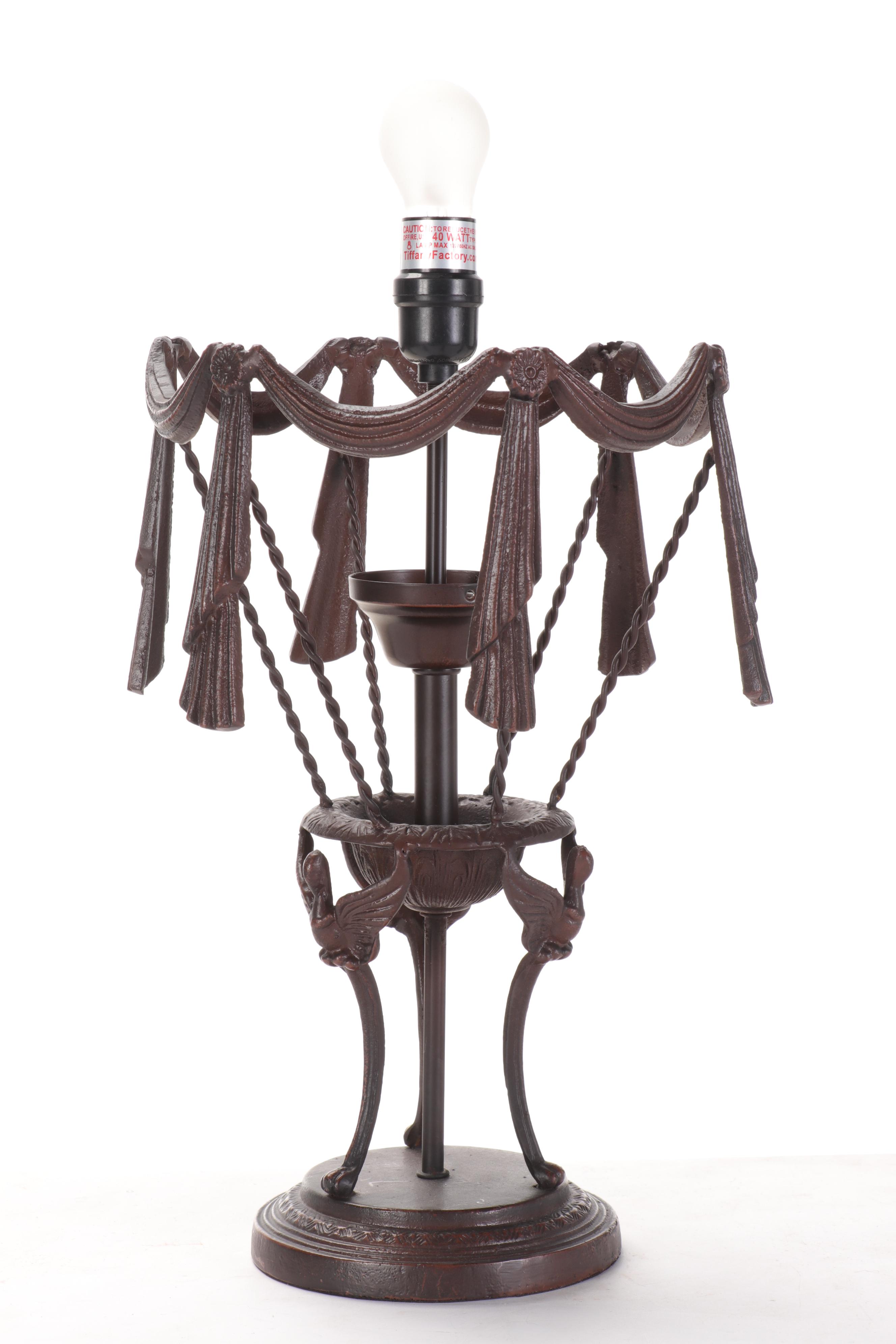 Tiffany Factory Slag Glass Hot Air Balloon Figural Table Lamp, 2013