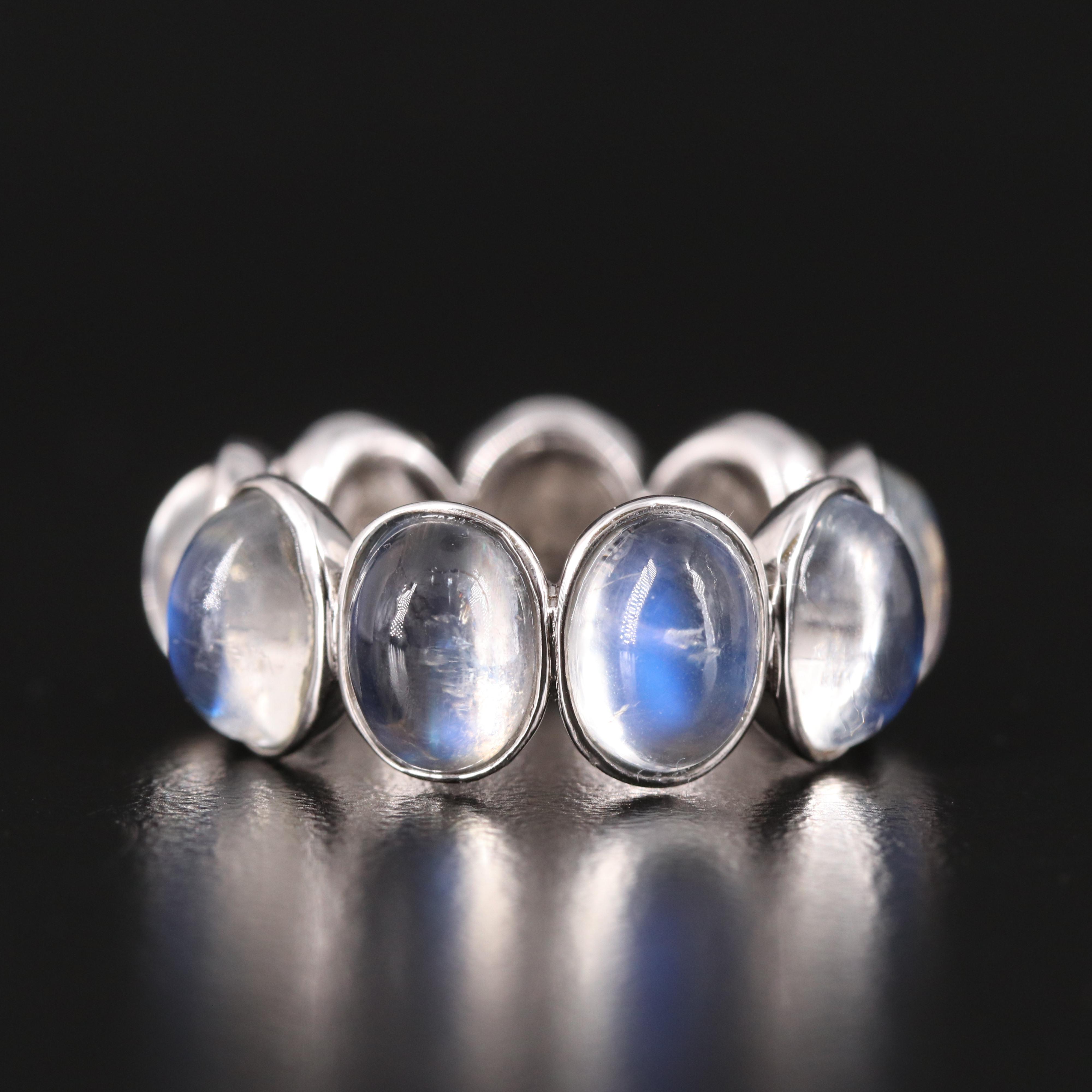 Sterling Rainbow Moonstone Eternity Band