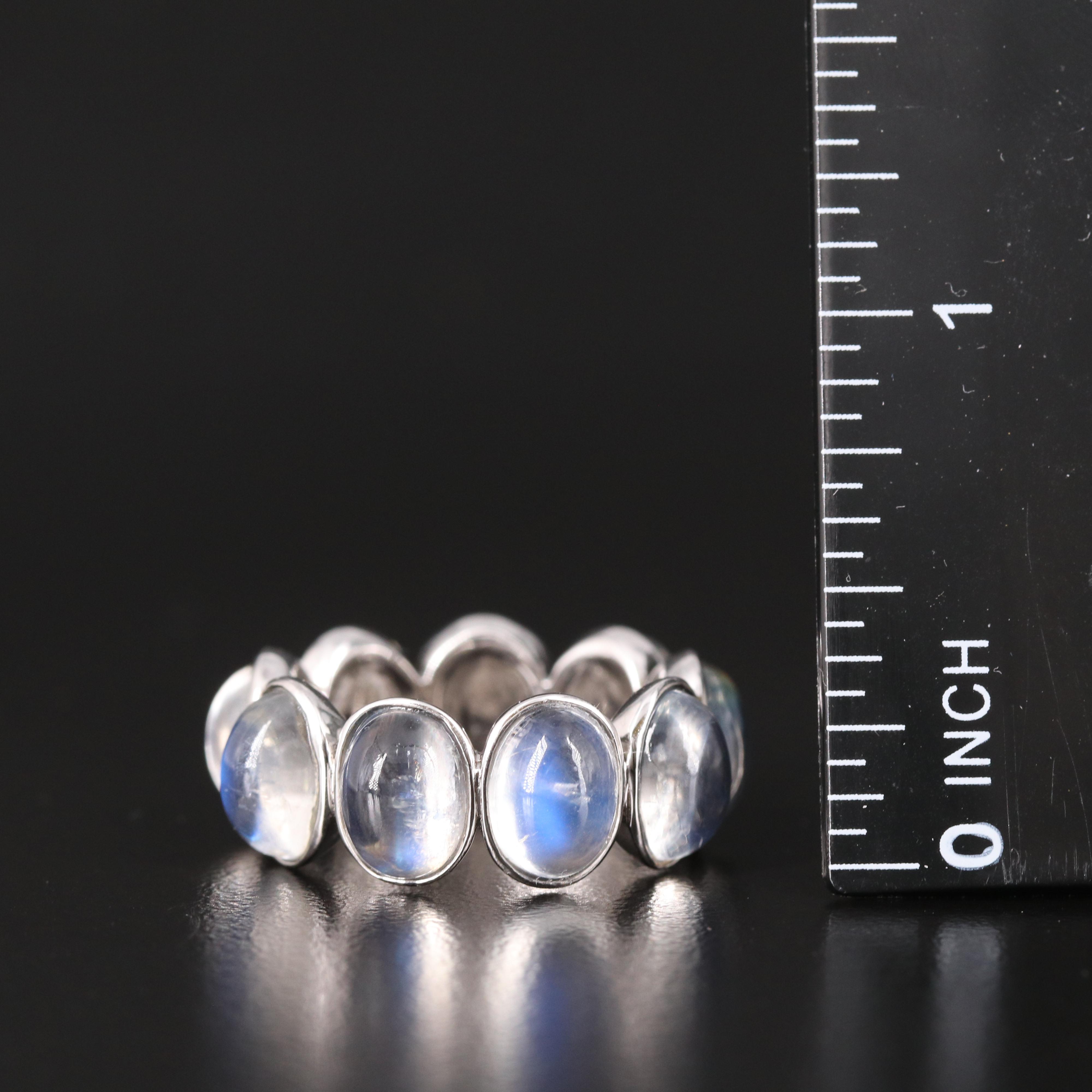 Sterling Rainbow Moonstone Eternity Band