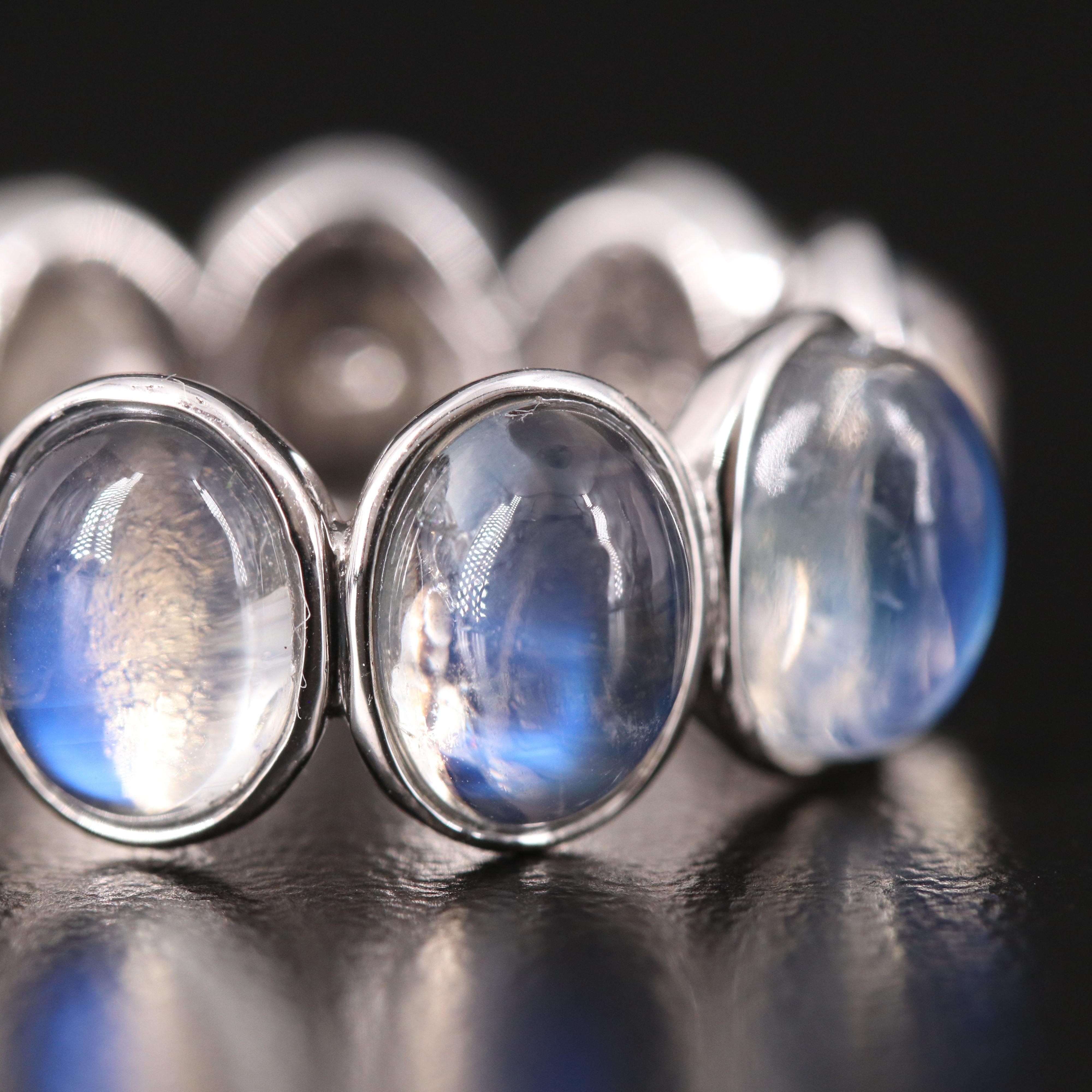 Sterling Rainbow Moonstone Eternity Band