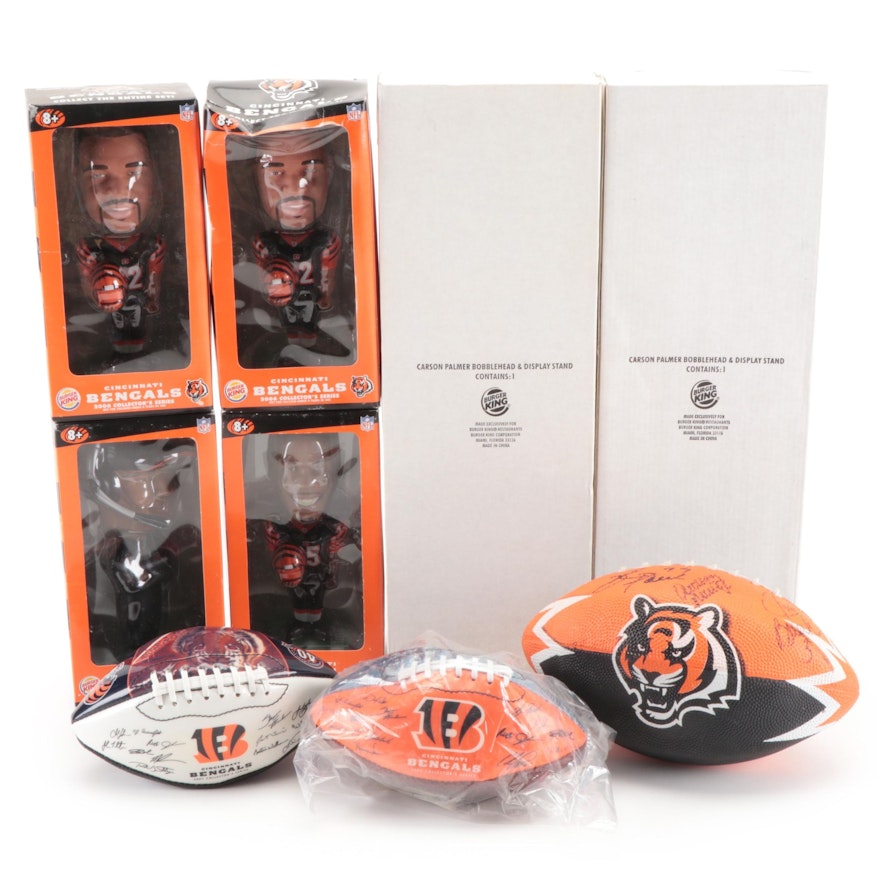 Cincinnati Bengals Burger King Bobbleheads, Munoz, Brooks Signed Football, More