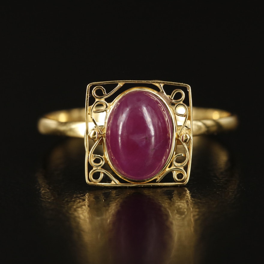 14K 1.50 CT Ruby Scrollwork Ring