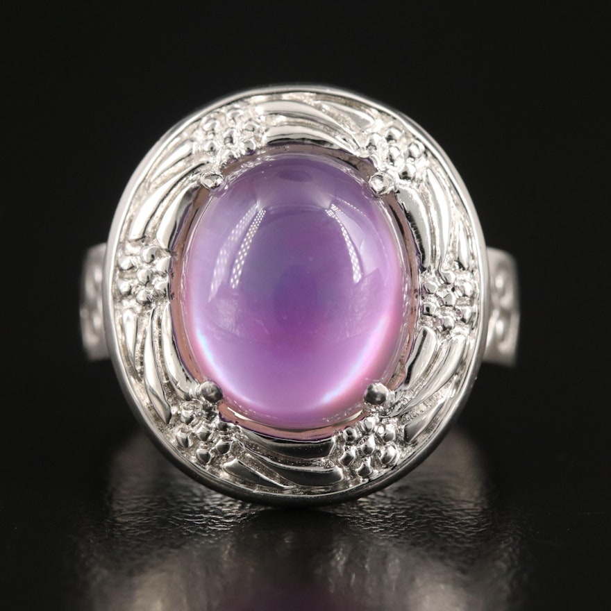 Sterling Mother-of-Pearl and Amethyst Doublet Ring