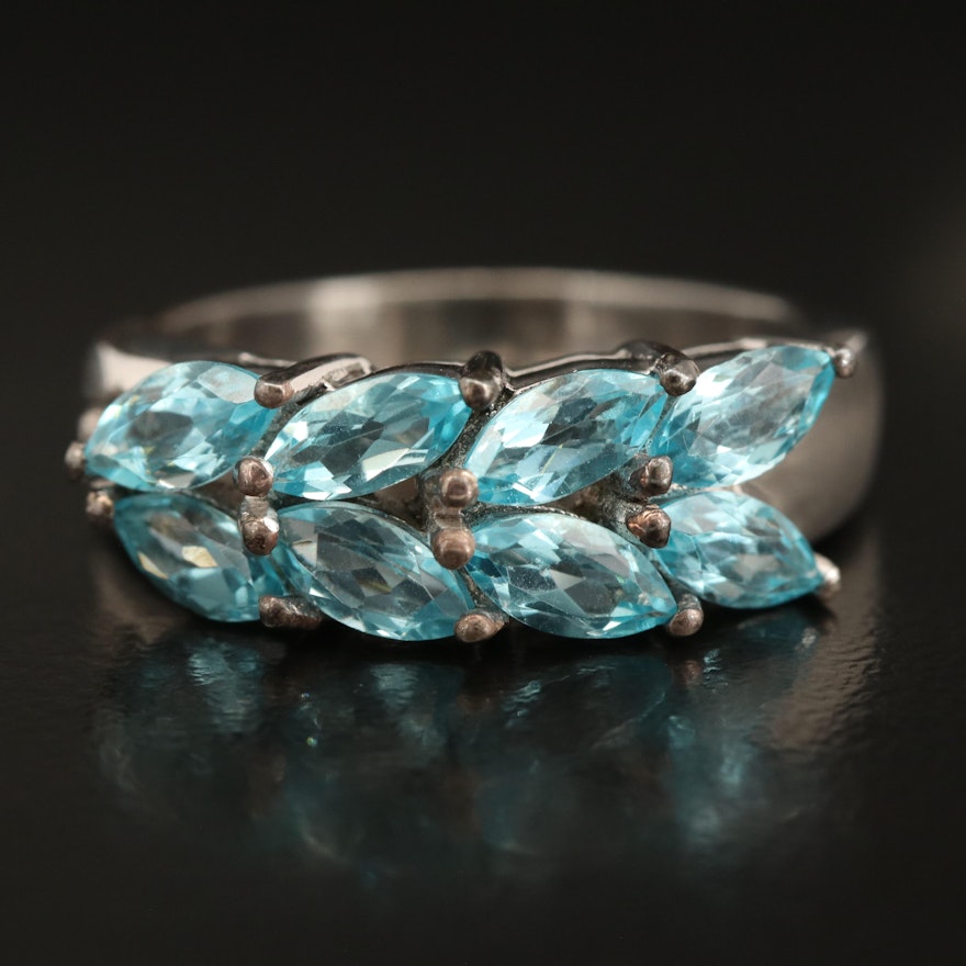 Sterling Apatite Double Row Ring